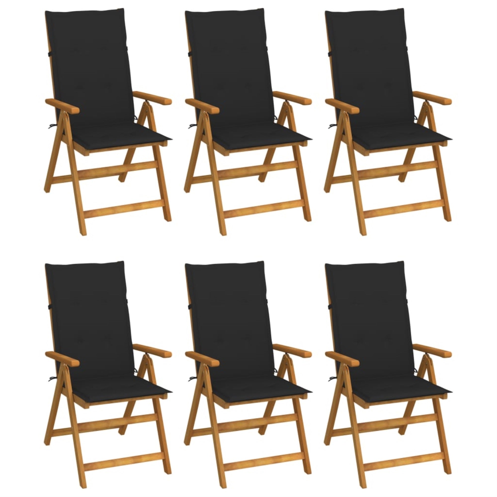 vidaXL Folding Garden Chairs 6 pcs with Cushions Solid Acacia Wood