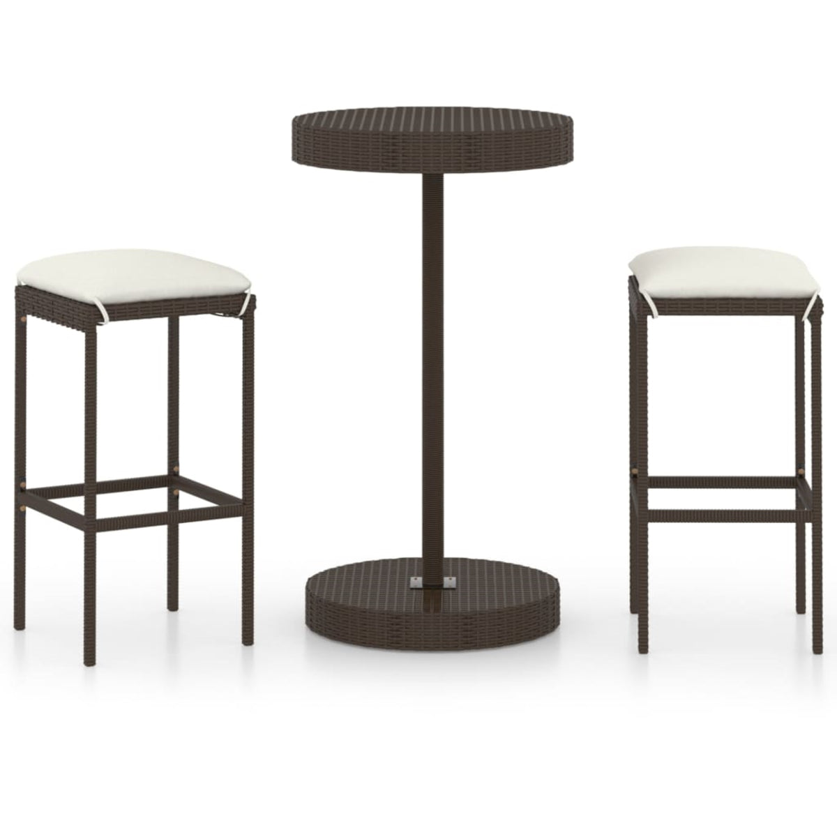Vidaxl 3 Piece Garden Bar Set With Cushions Poly Rattan Brown