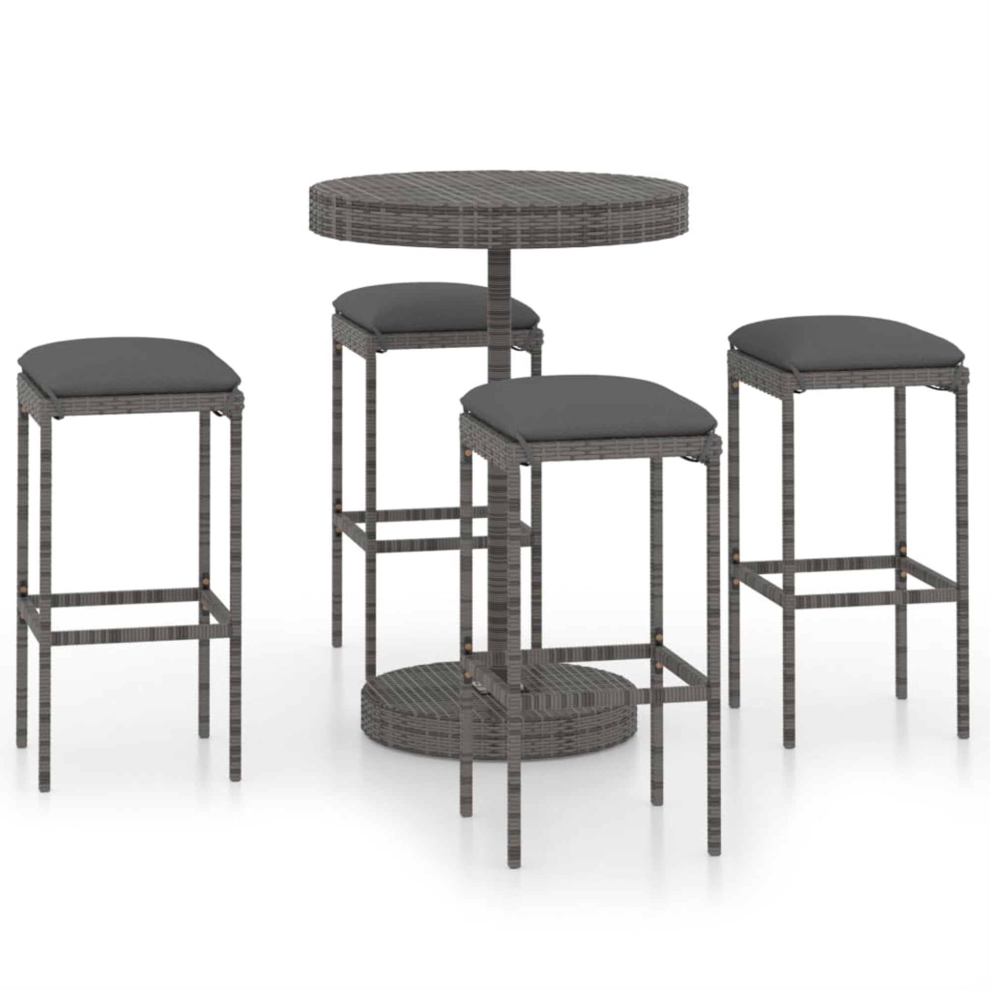 Vidaxl 5 Piece Garden Bar Set With Cushions Poly Rattan Gray