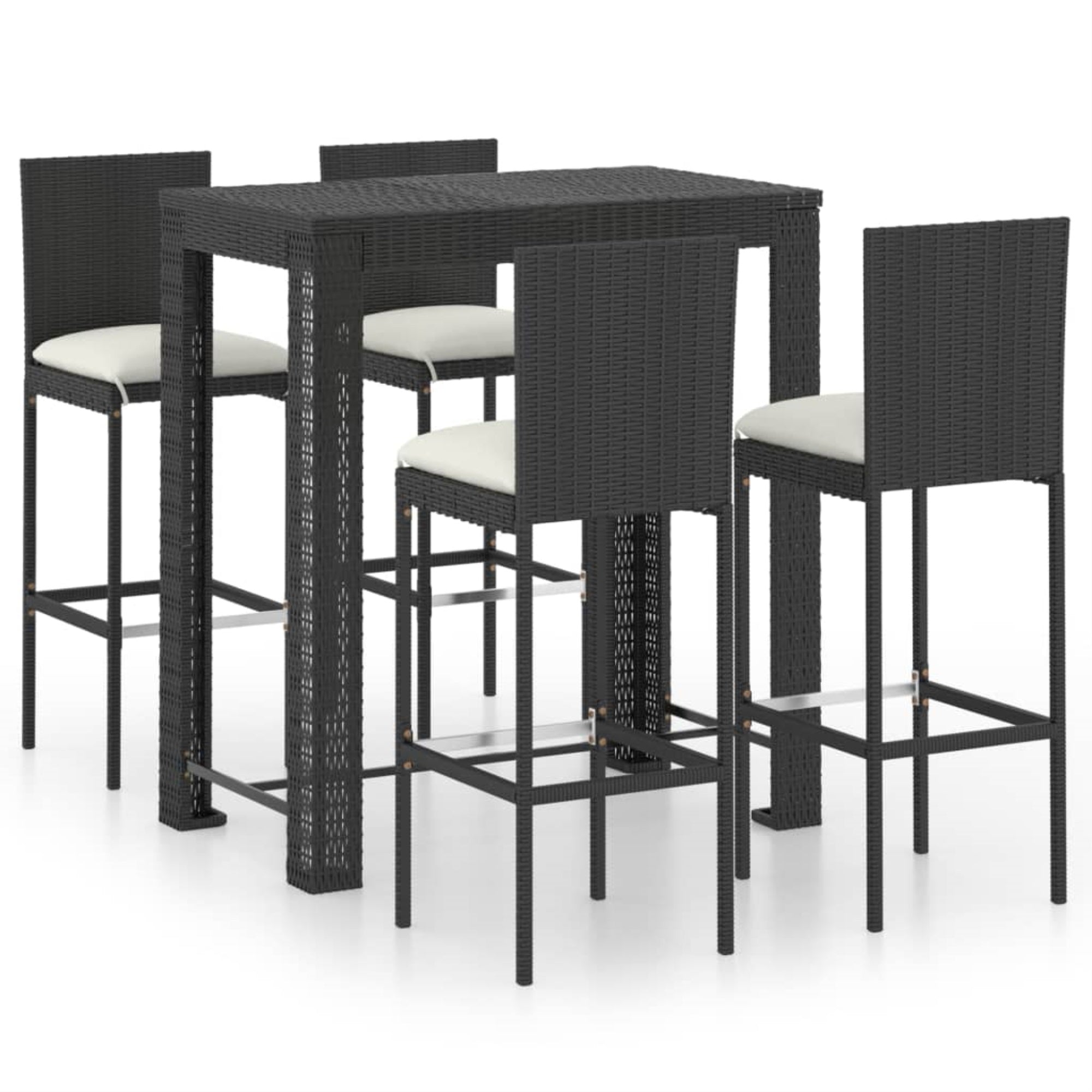 Vidaxl 5 Piece Outdoor Bar Set With Cushions Poly Rattan Black