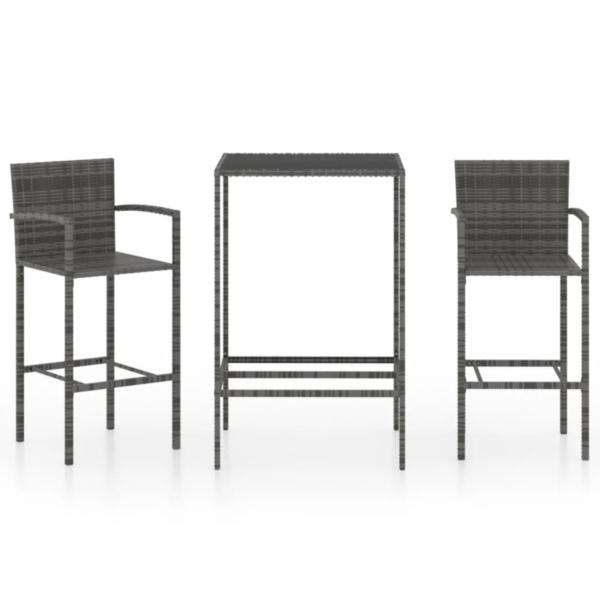 Vidaxl 3 Piece Garden Bar Set Poly Rattan Gray