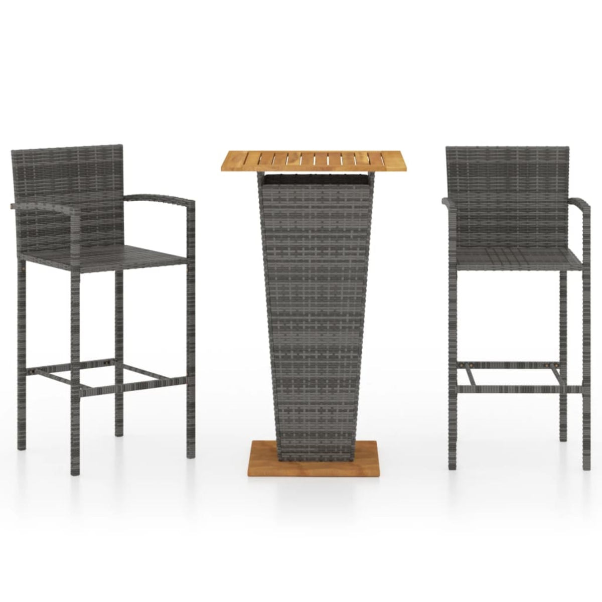 Vidaxl 3 Piece Garden Bar Set Gray