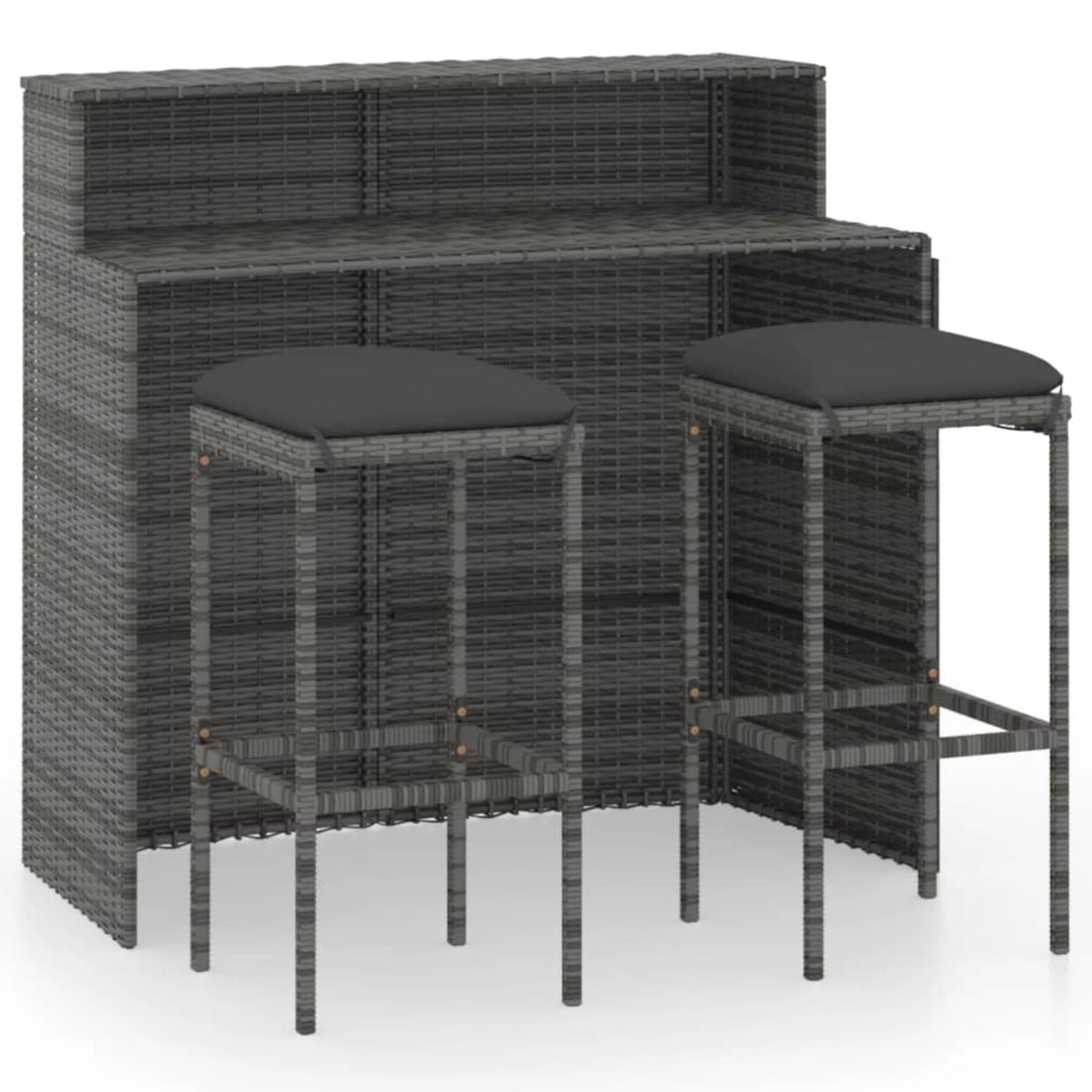 Vidaxl 3 Piece Garden Bar Set With Cushions Gray