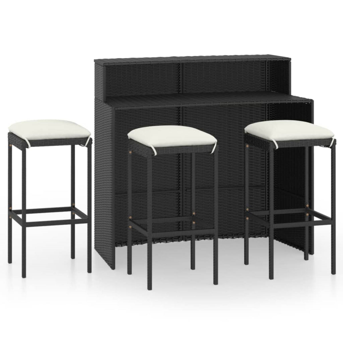 Vidaxl 4 Piece Garden Bar Set With Cushions Black