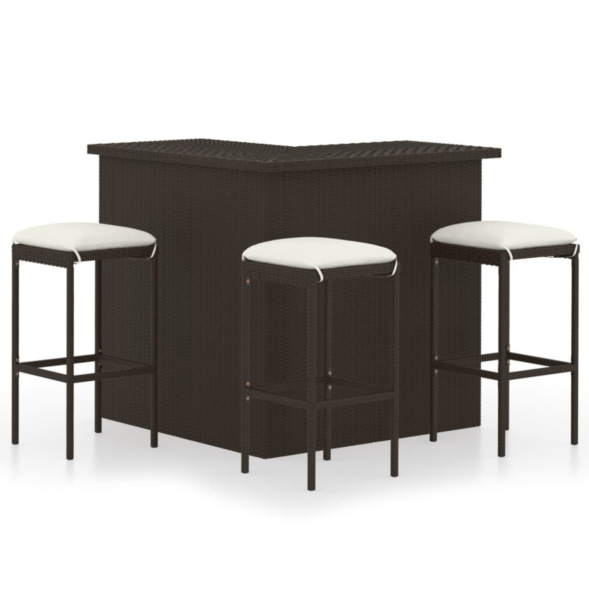 Vidaxl 4 Piece Garden Bar Set With Cushions Poly Rattan Brown