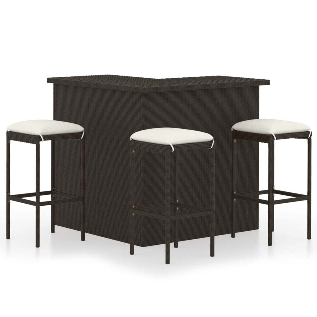 Vidaxl 4 Piece Garden Bar Set With Cushions Poly Rattan Brown
