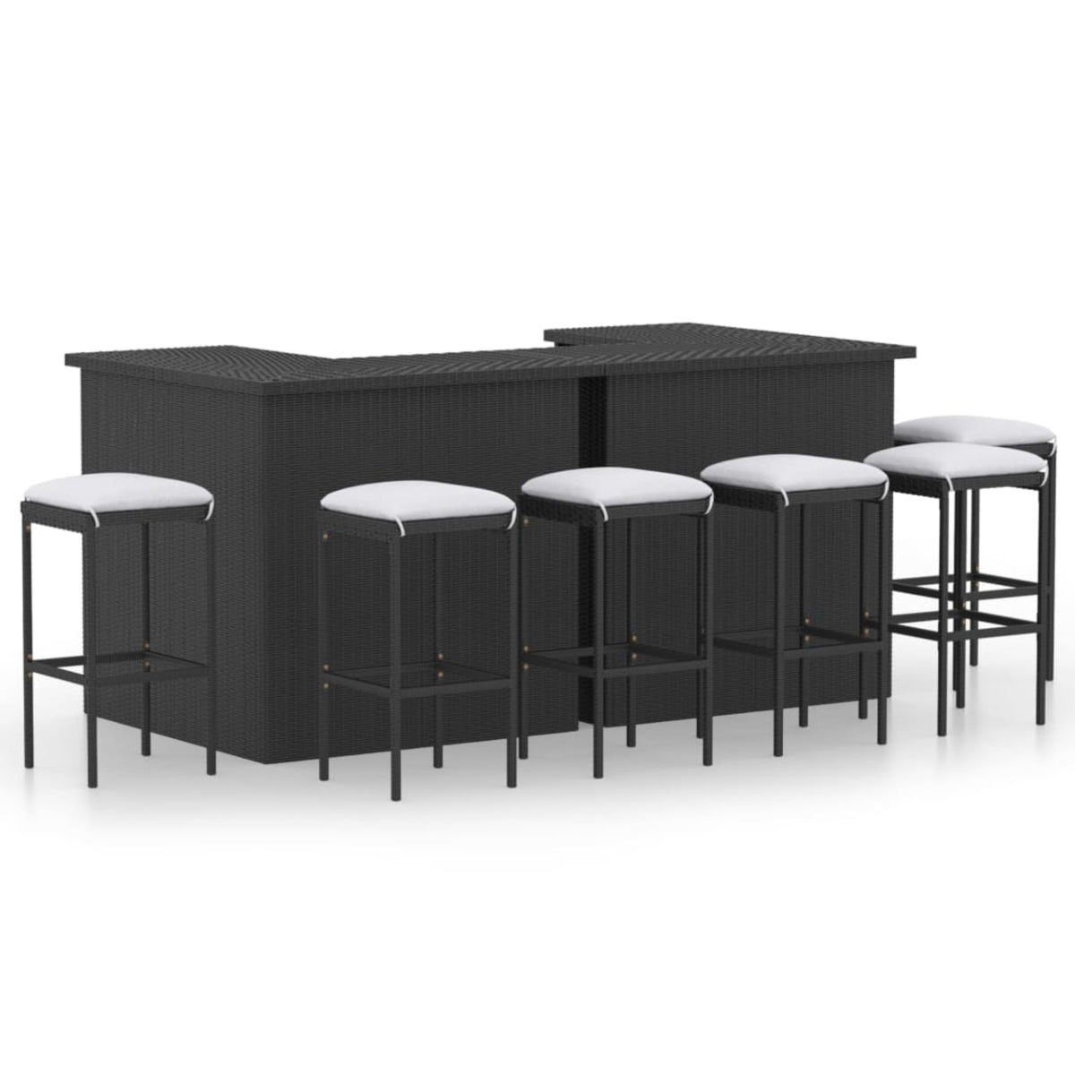 Vidaxl 8 Piece Garden Bar Set With Cushions Poly Rattan Black