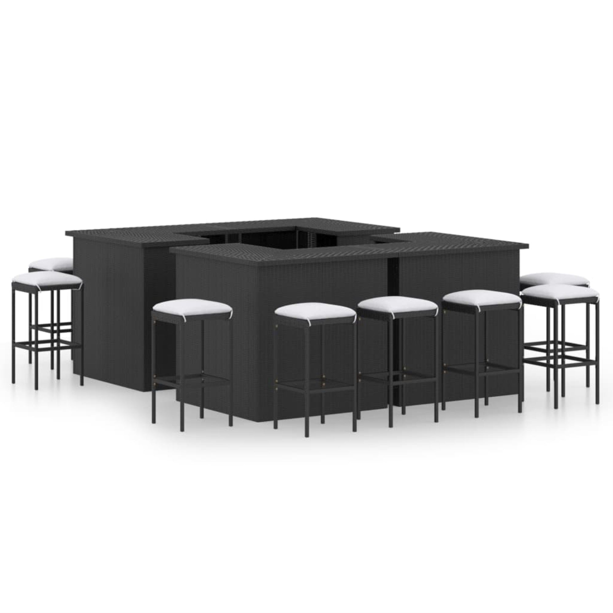 Vidaxl 16 Piece Garden Bar Set With Cushions Poly Rattan Black