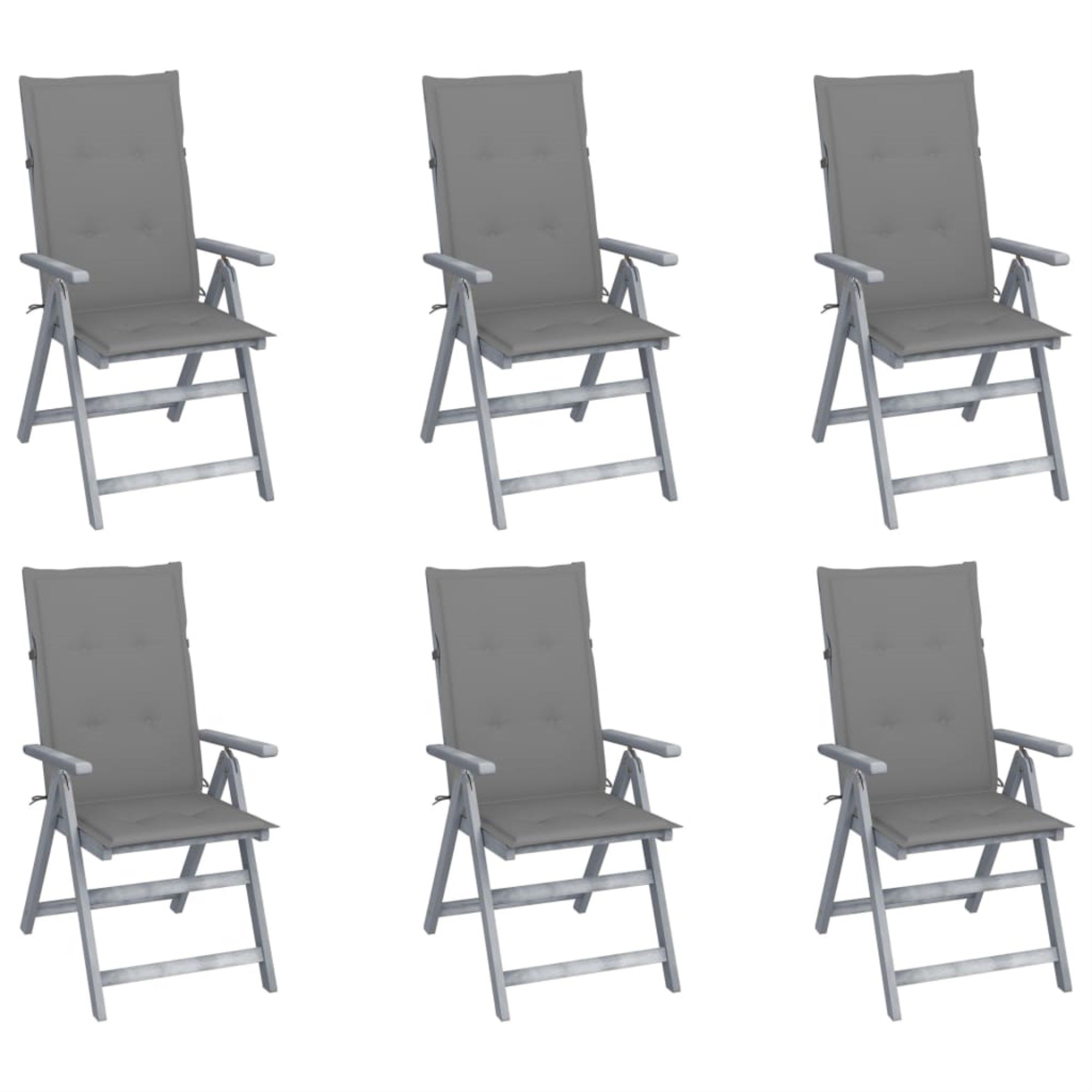 vidaXL Garden Reclining Chairs 6 pcs with Cushions Solid Acacia Wood