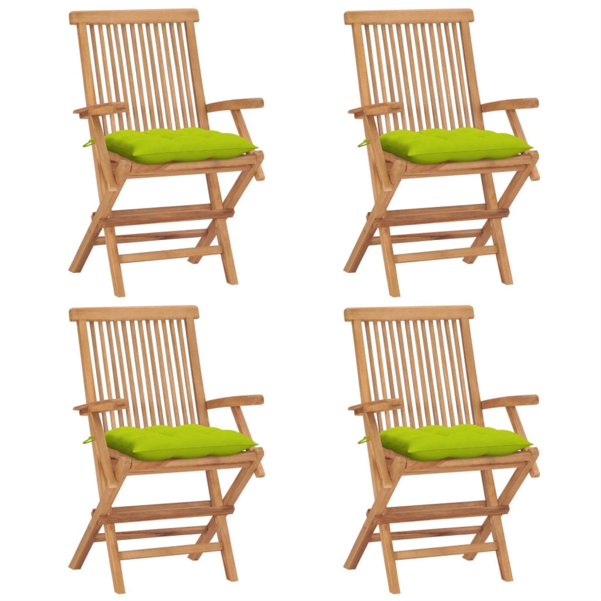 Vidaxl Garden Chairs With Bright Green Cushions 4 Pcs Solid Teak Wood