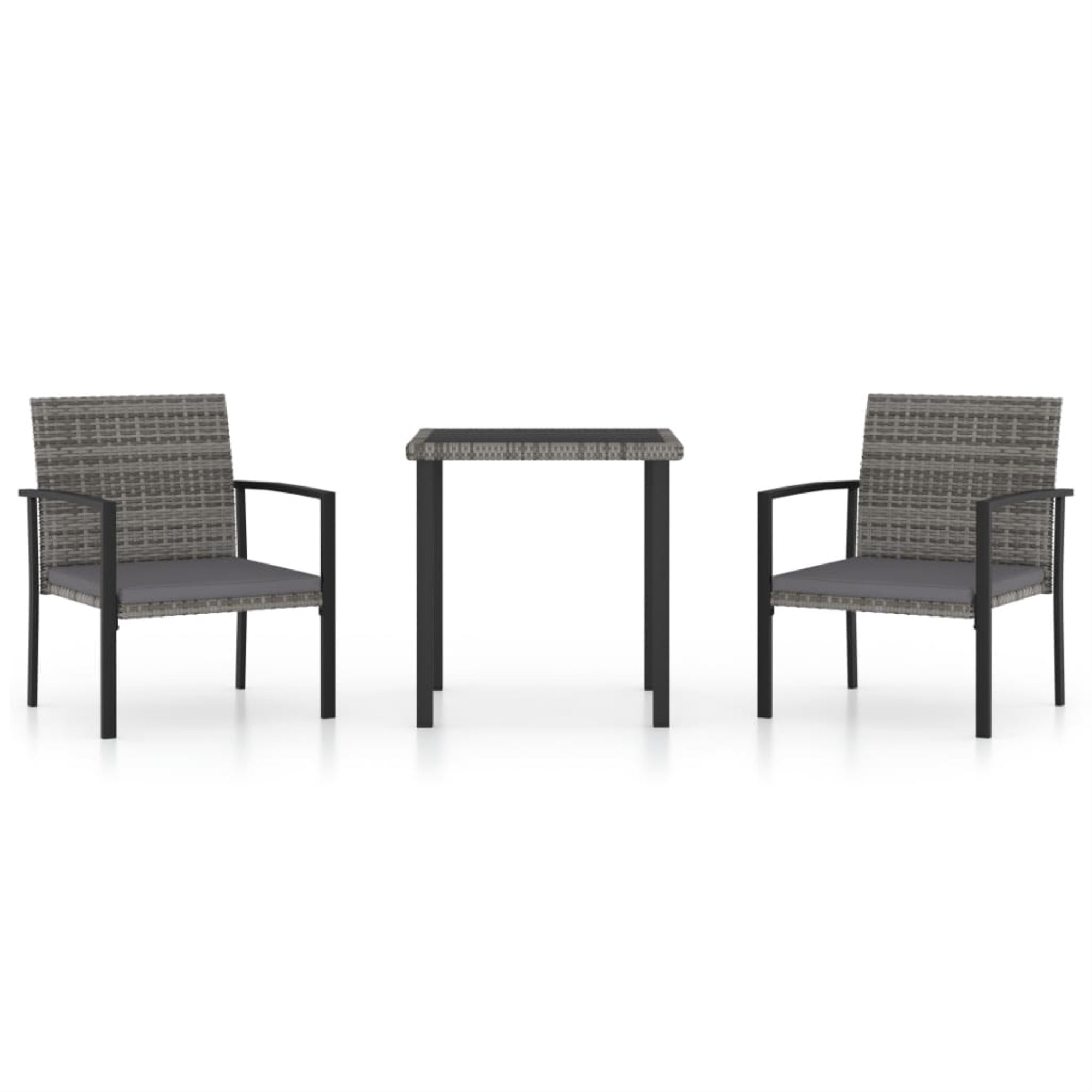 Vidaxl 3 Piece Garden Dining Set Poly Rattan Gray