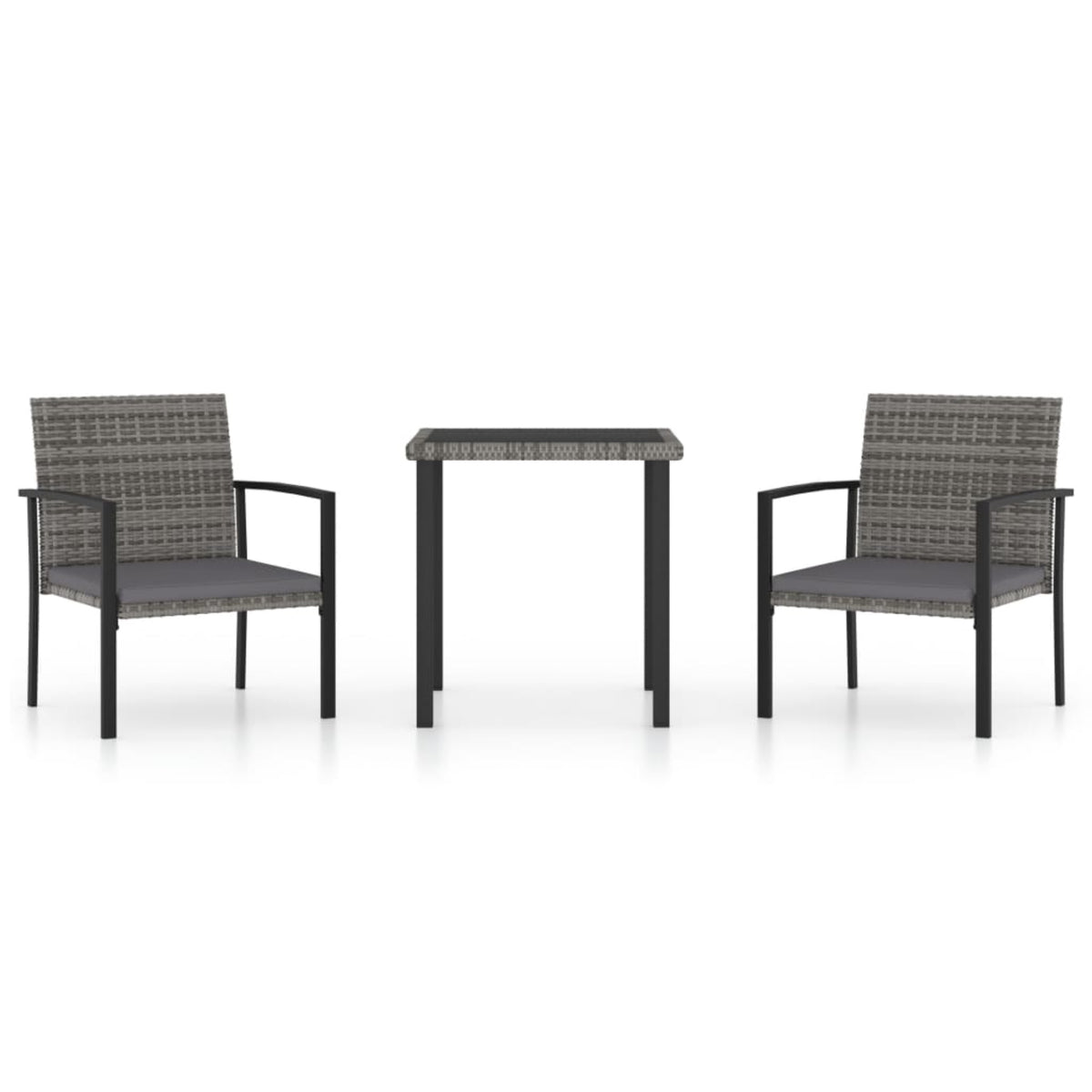 Vidaxl 3 Piece Garden Dining Set Poly Rattan Gray