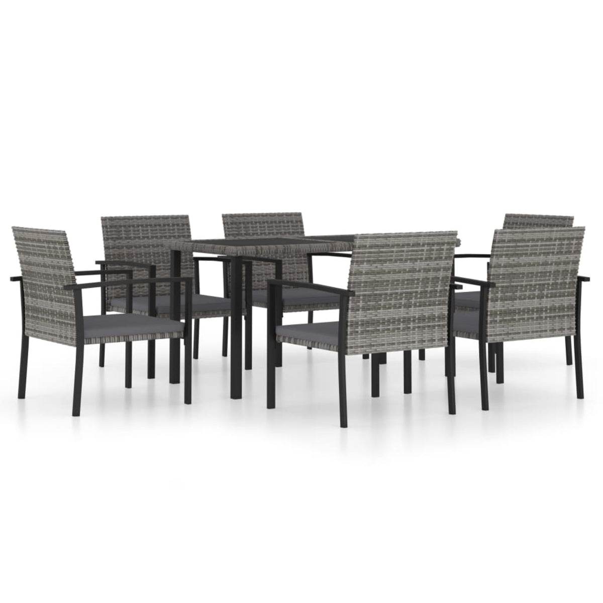Vidaxl 7 Piece Garden Dining Set Poly Rattan Gray