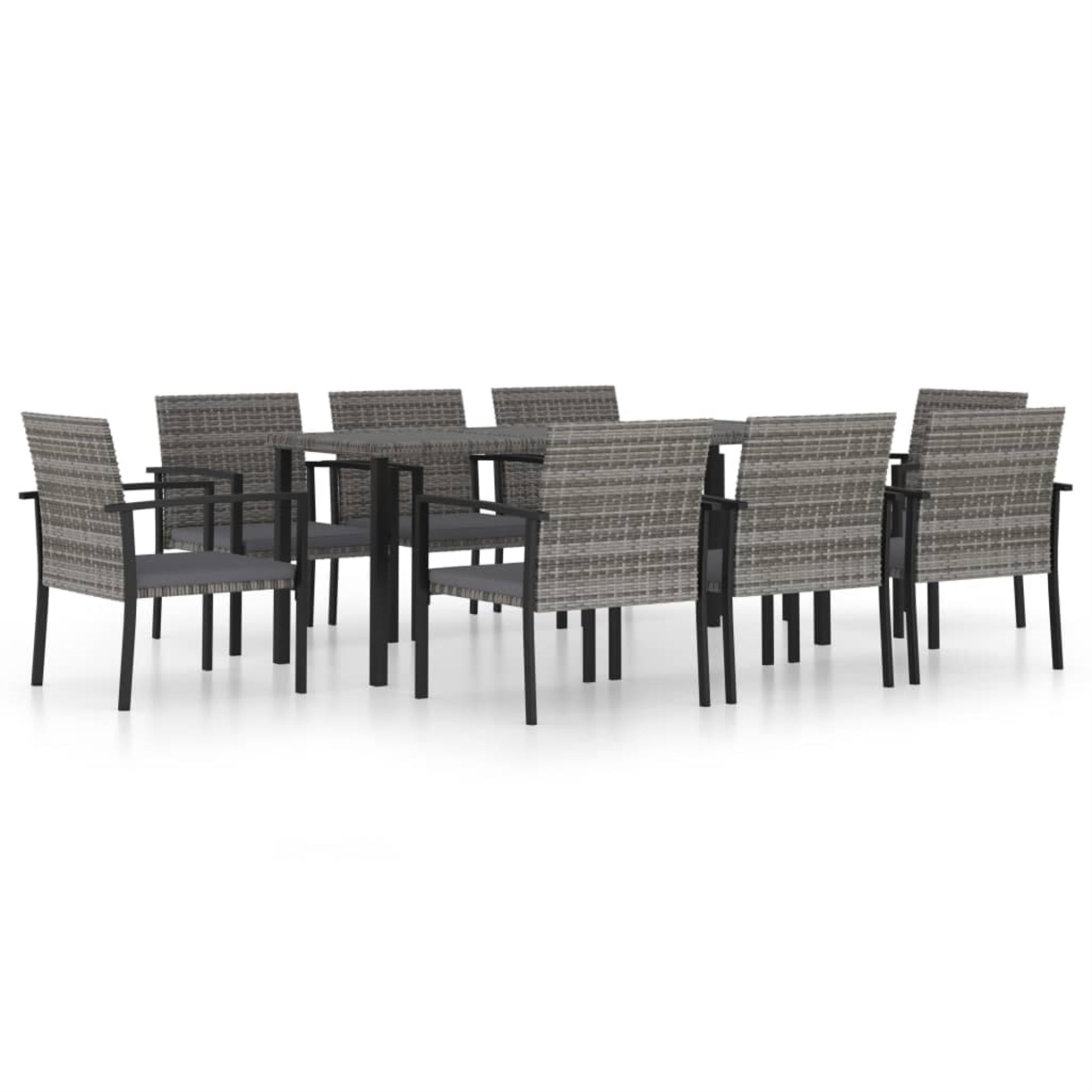 Vidaxl 9 Piece Garden Dining Set Poly Rattan Gray