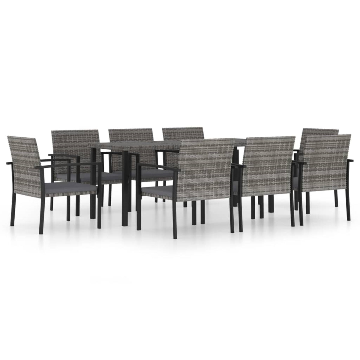 Vidaxl 9 Piece Garden Dining Set Poly Rattan Gray