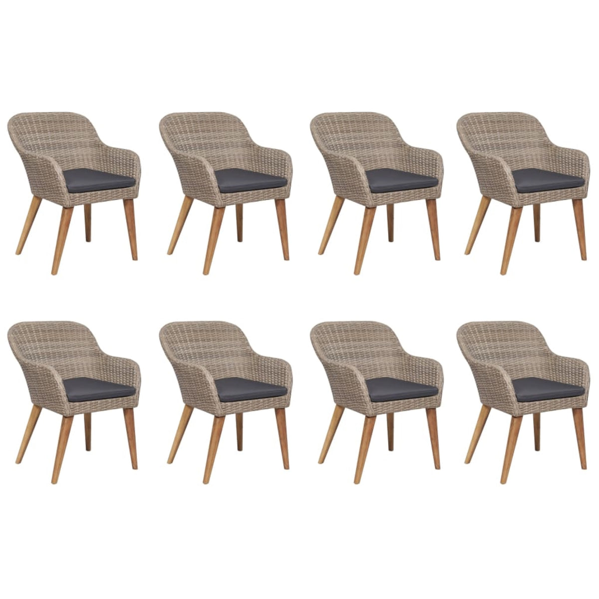 Vidaxl 9 Piece Garden Dining Set Brown