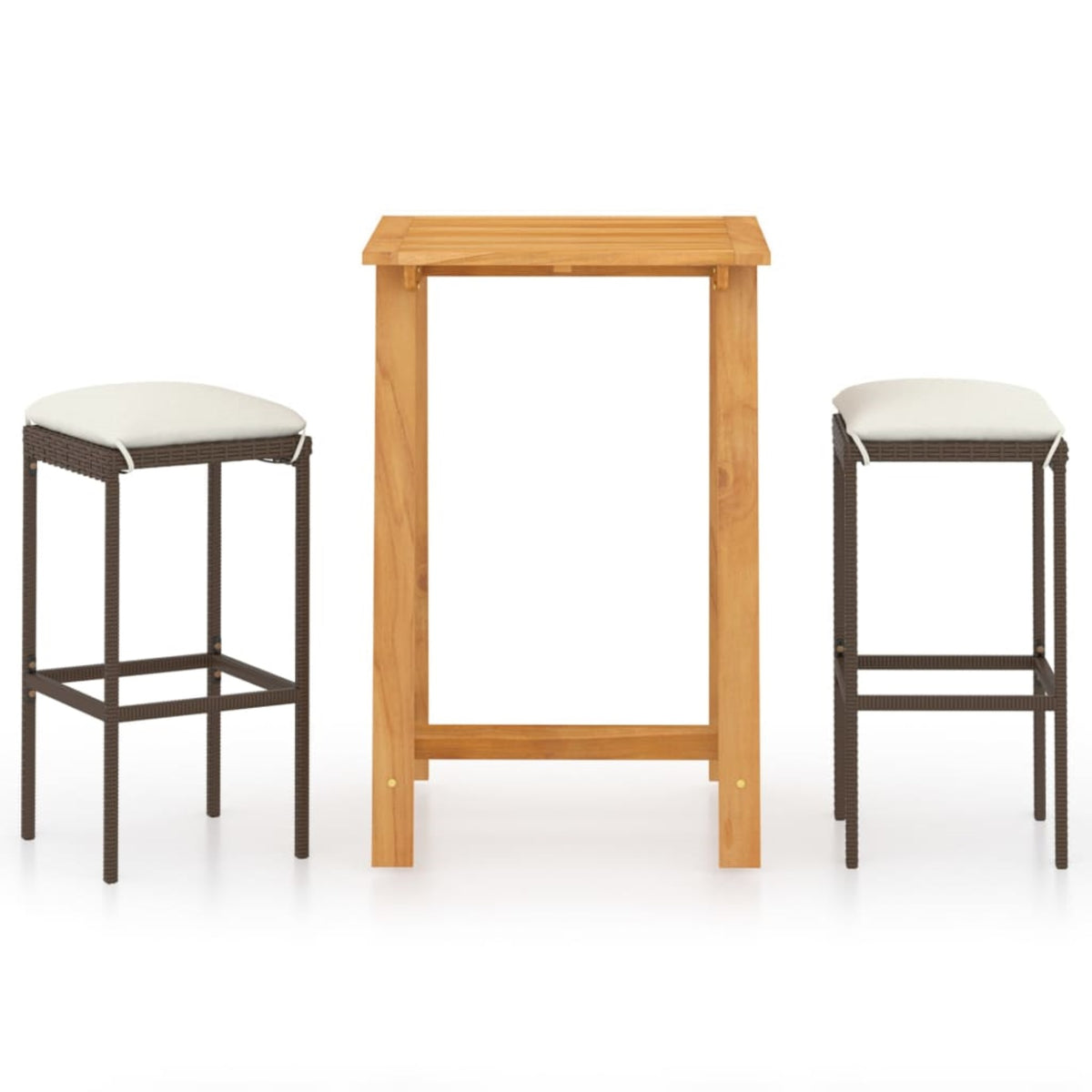 Vidaxl 3 Piece Garden Bar Set With Cushions Brown