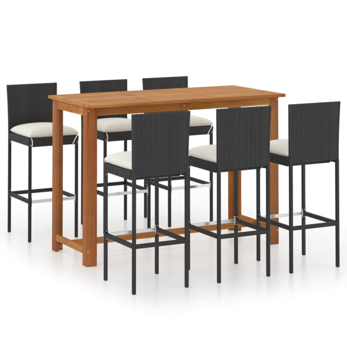 Vidaxl 7 Piece Garden Bar Set With Cushions Black