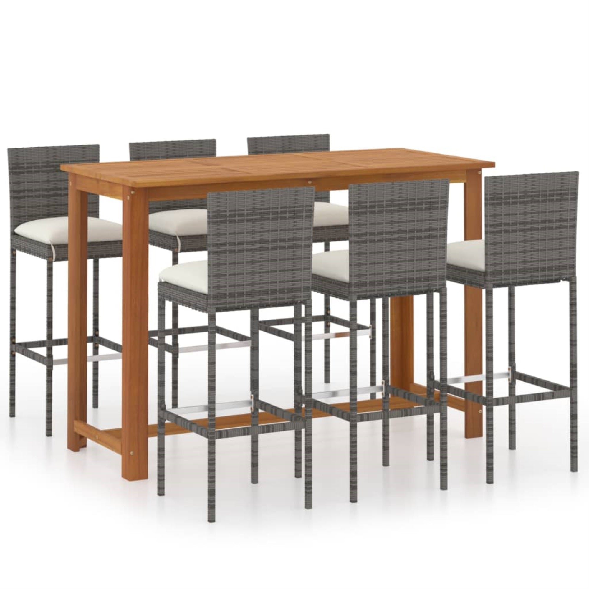 Vidaxl 7 Piece Garden Bar Set With Cushions Gray