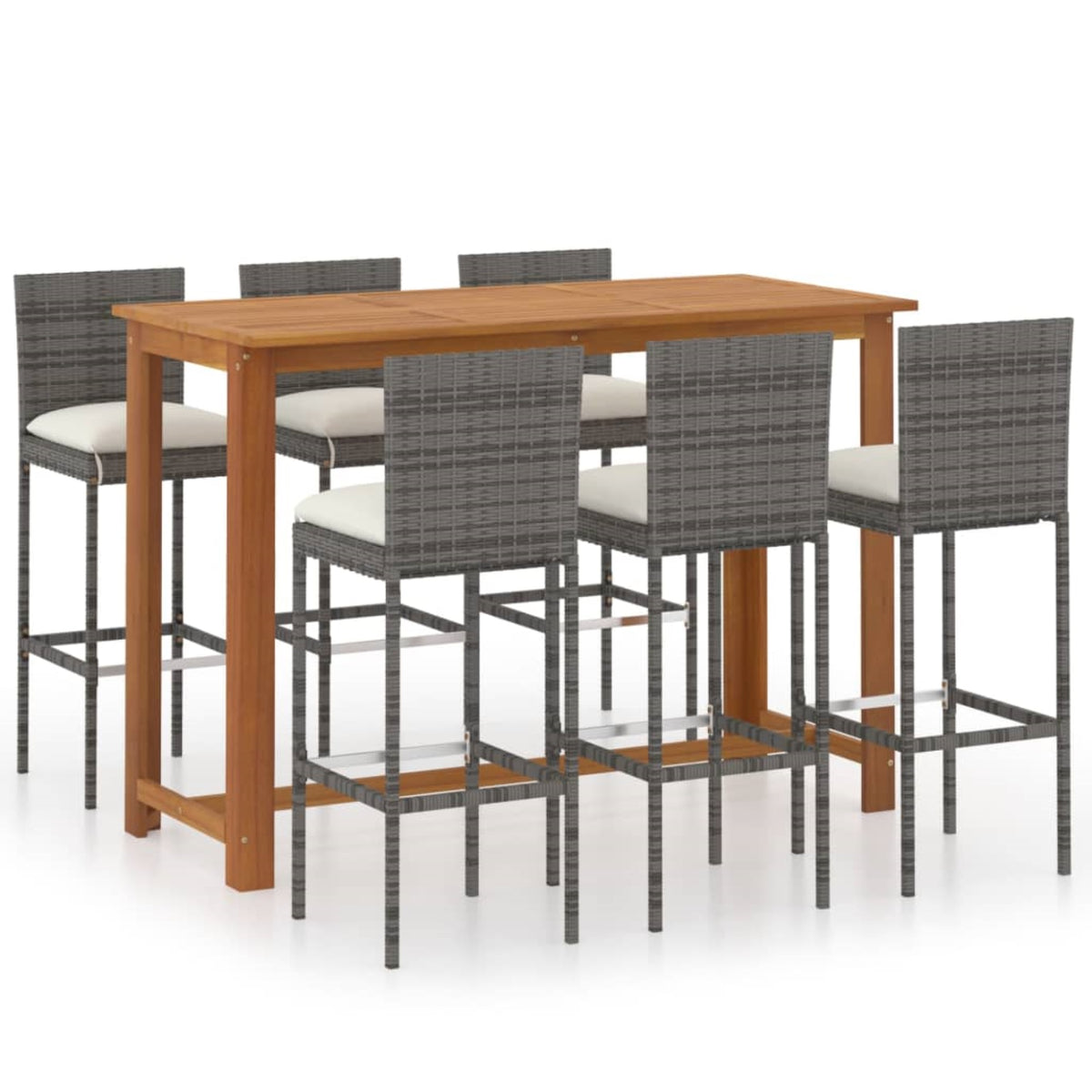 Vidaxl 7 Piece Garden Bar Set With Cushions Gray