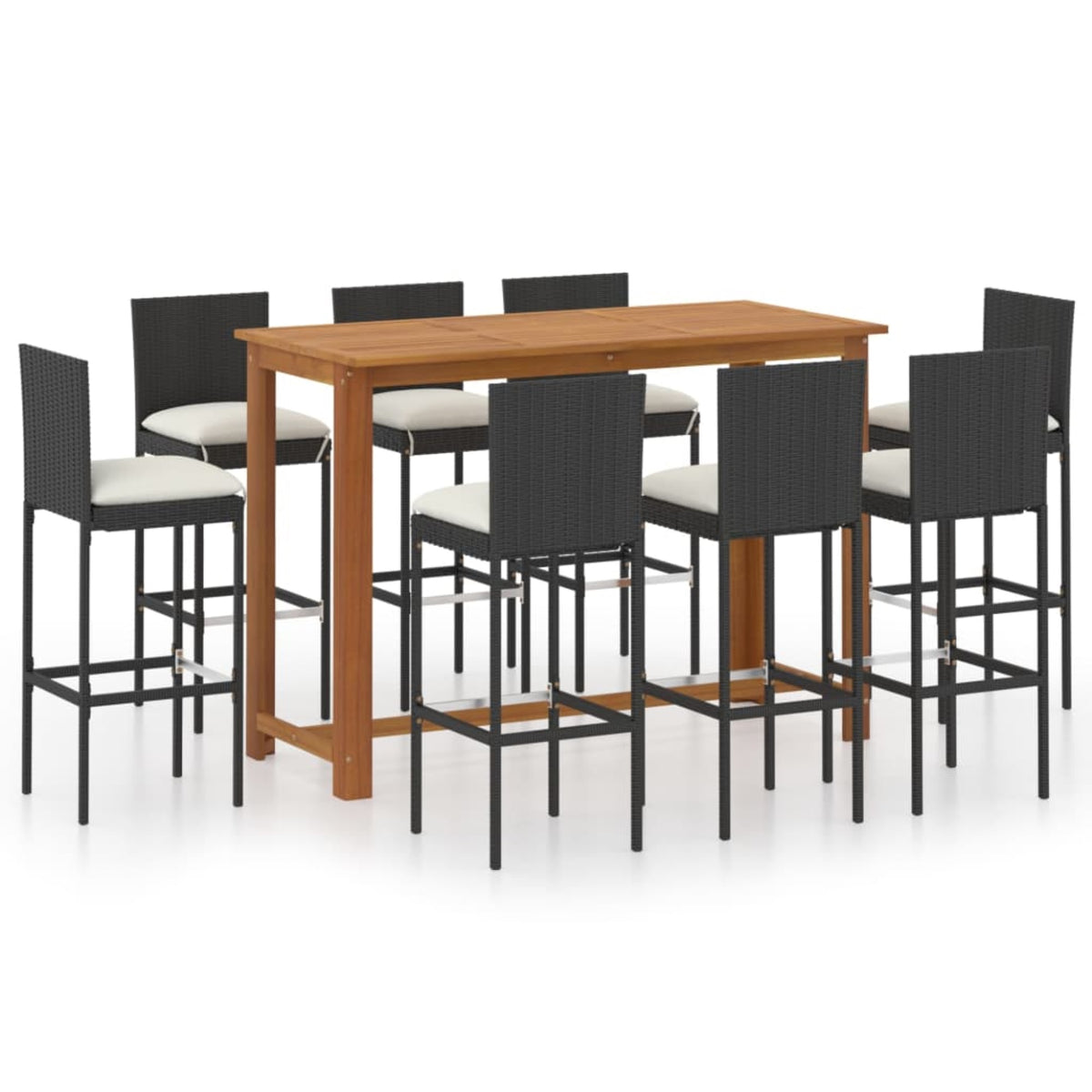 Vidaxl 9 Piece Garden Bar Set With Cushions Black