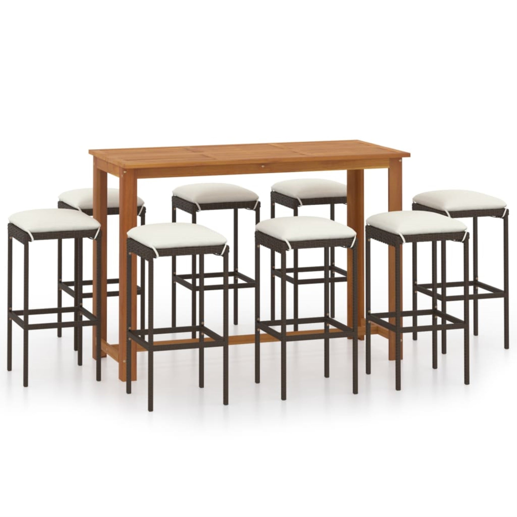 Vidaxl 9 Piece Garden Bar Set With Cushions Brown