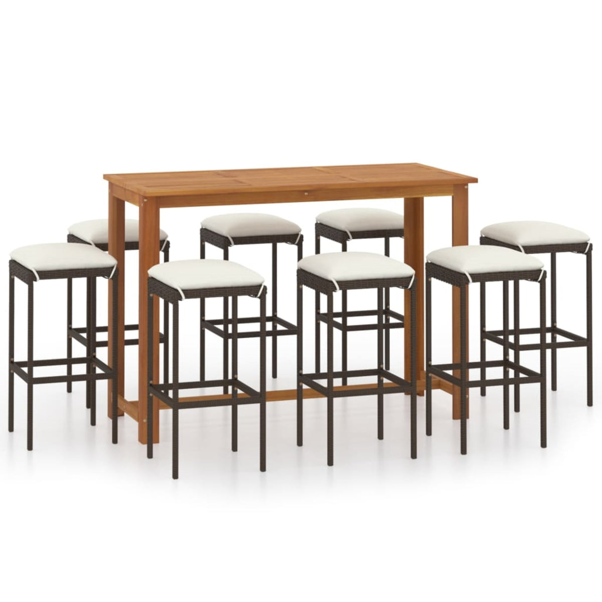 Vidaxl 9 Piece Garden Bar Set With Cushions Brown