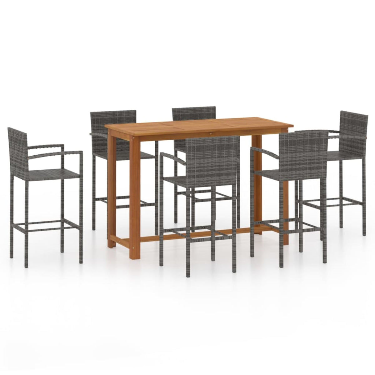 Vidaxl 7 Piece Garden Bar Set Gray