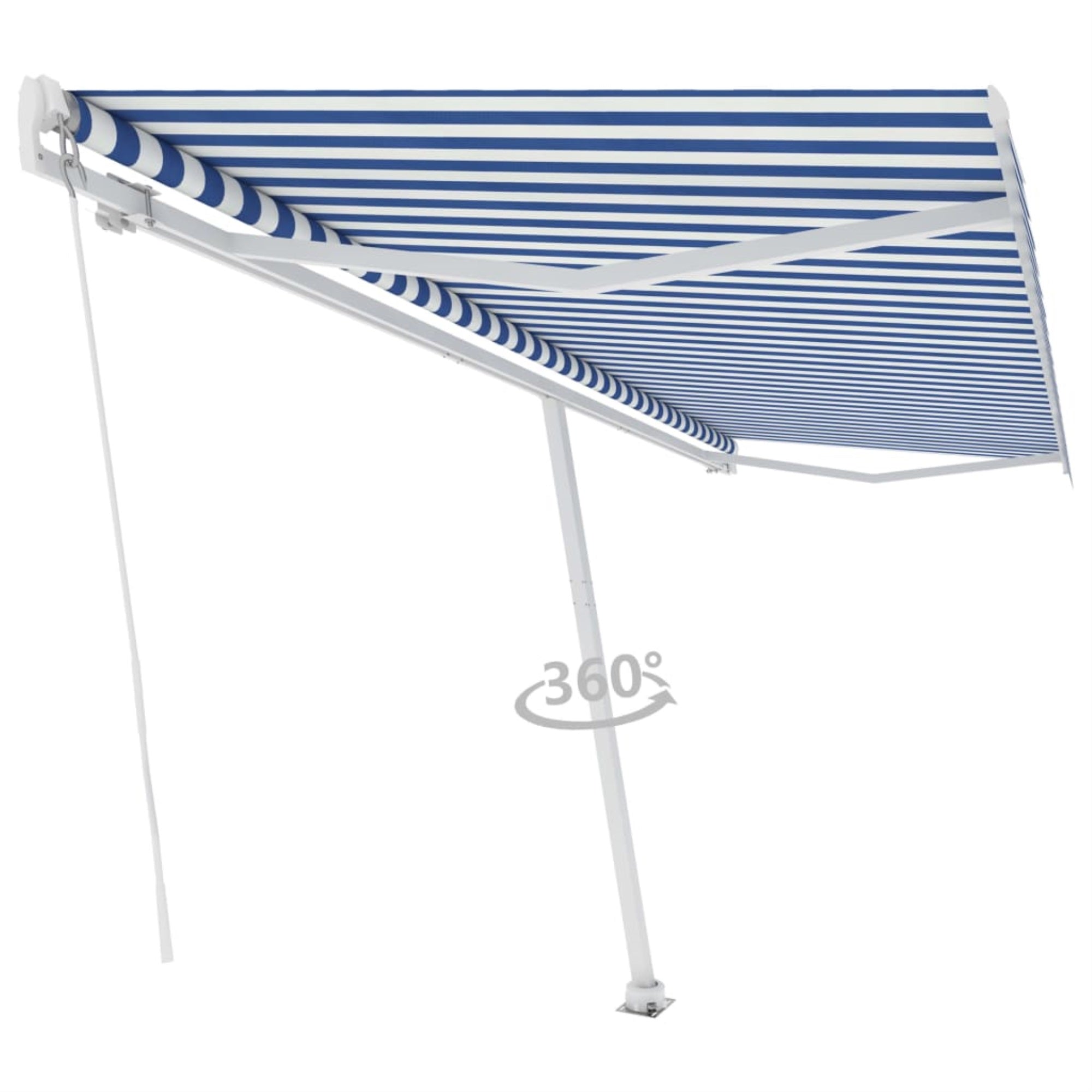 Vidaxl Freestanding Manual Retractable Awning 196.9'X118.1' Blue/White