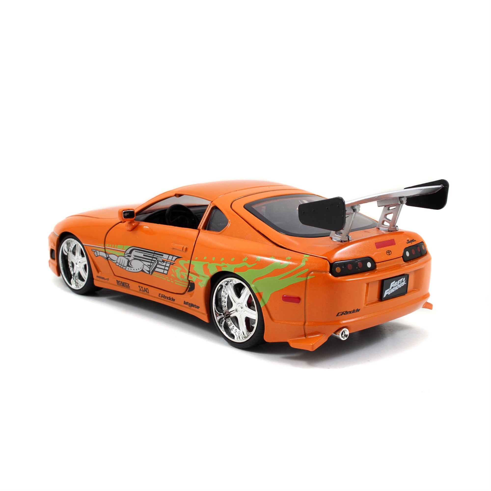 Model Kit Toyota Supra Metallic Orange With Brian Diecast Figure 'Fast & Furious' Movie 'Build N' Collect' 1/24 Diecast Model Car By Jada