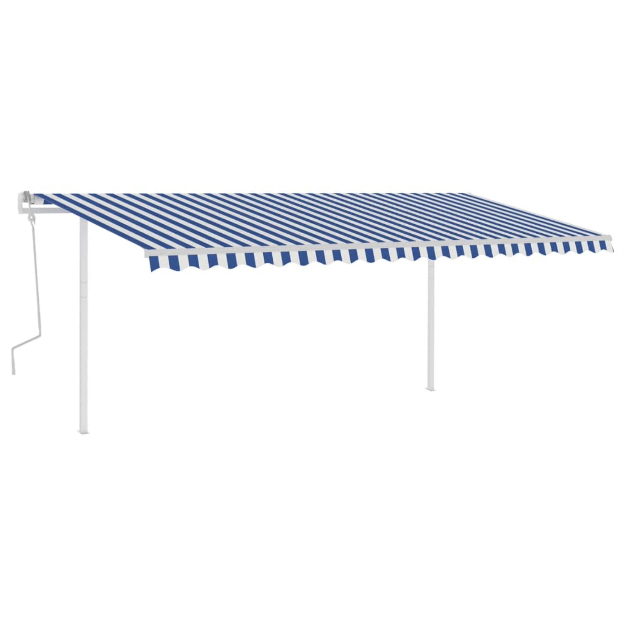 Vidaxl Manual Retractable Awning With Posts 196.9'X118.1' Blue And White