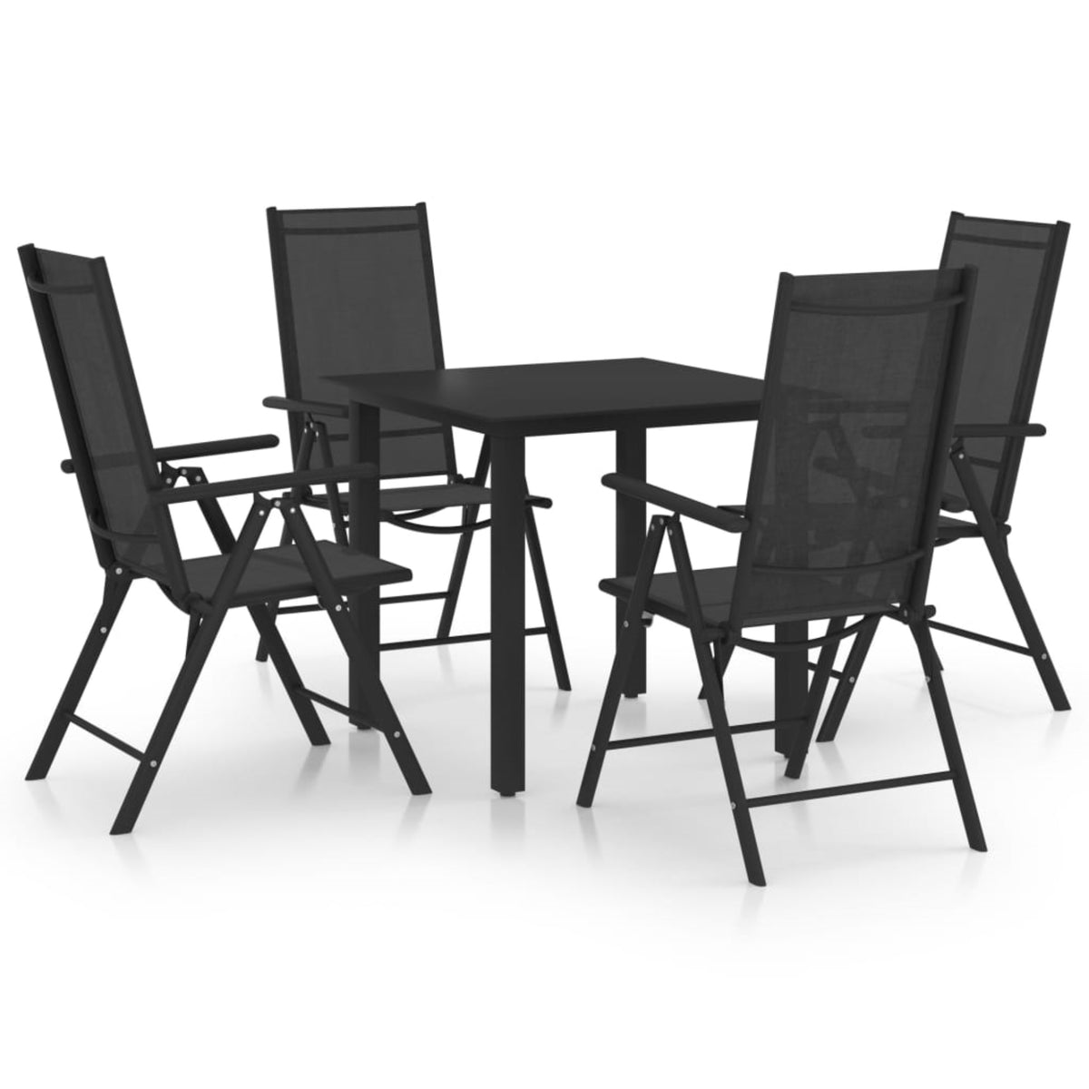 Vidaxl 5 Piece Patio Dining Set Aluminum Black