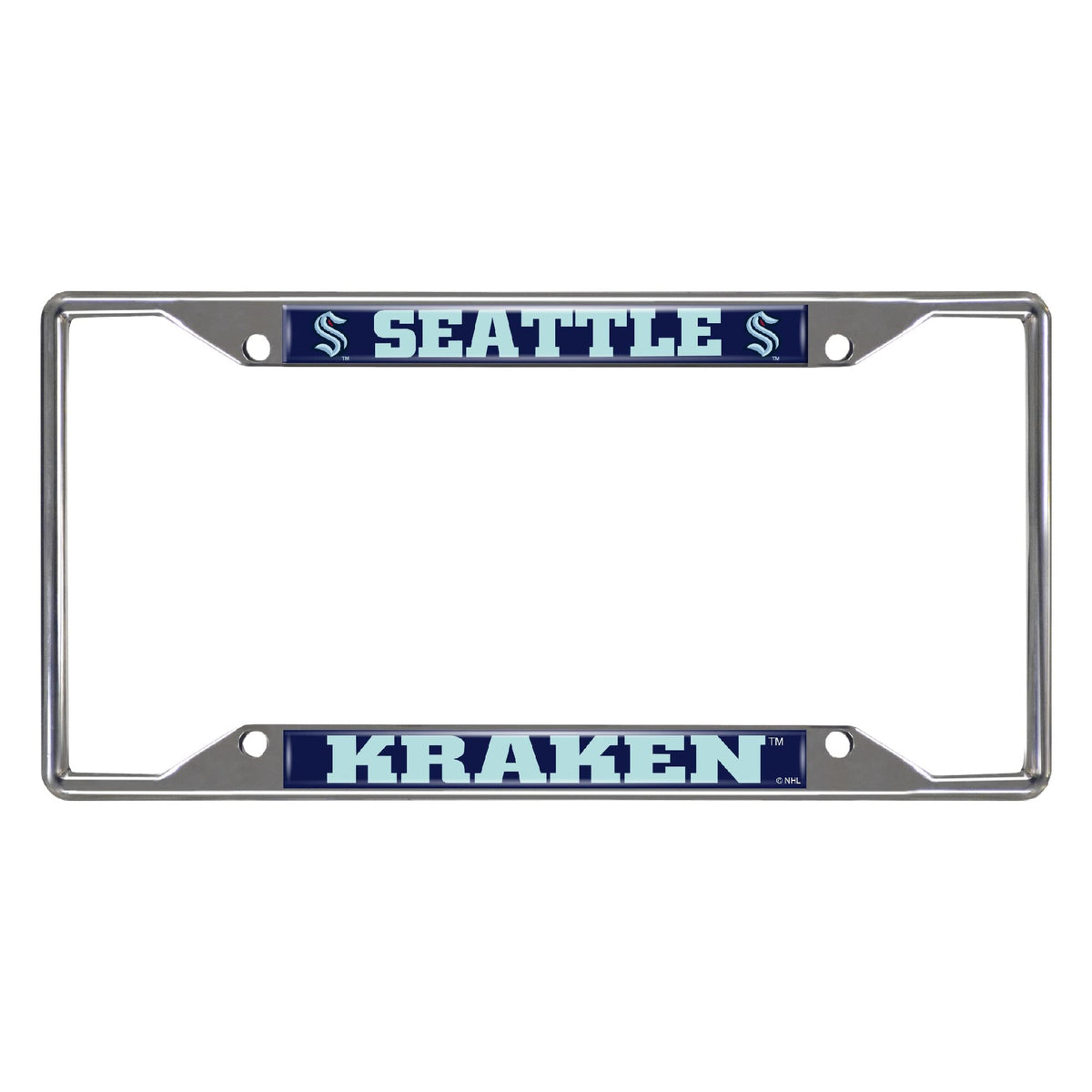 Seattle Kraken Chrome Metal License Plate Frame, 6.25In X 12.25In