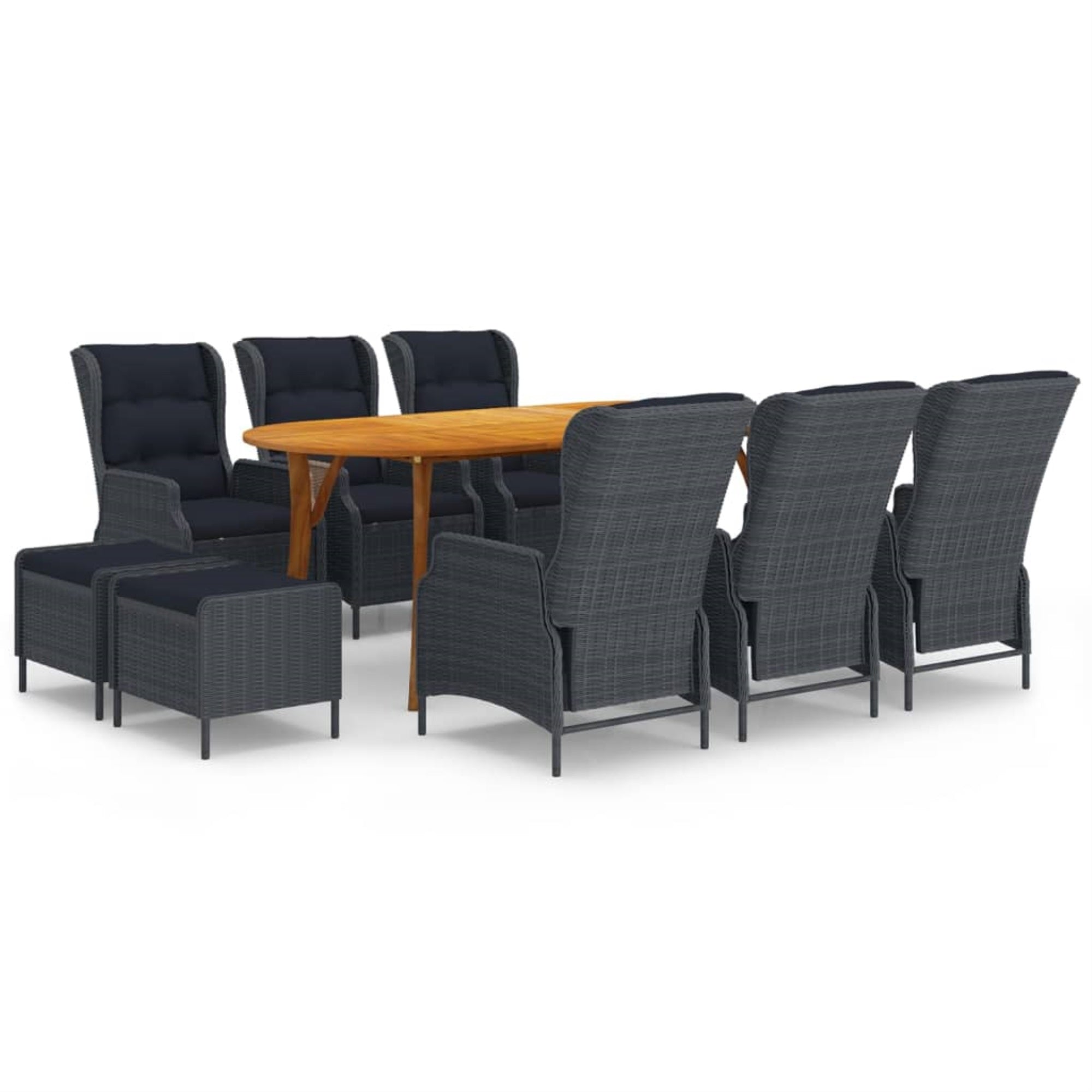 vidaXL 9 Piece Garden Dining Set Dark Gray