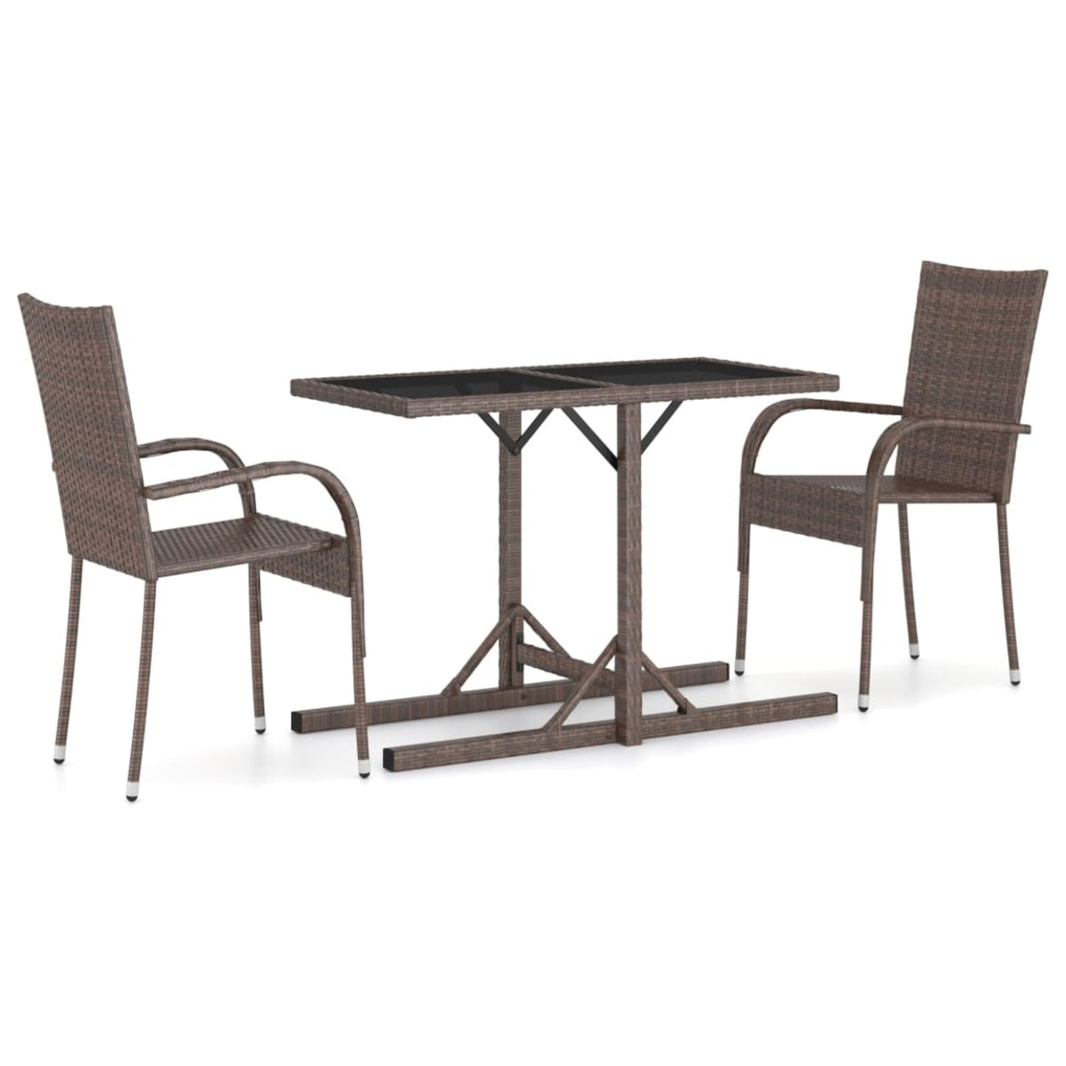 Vidaxl 3 Piece Garden Dining Set Brown