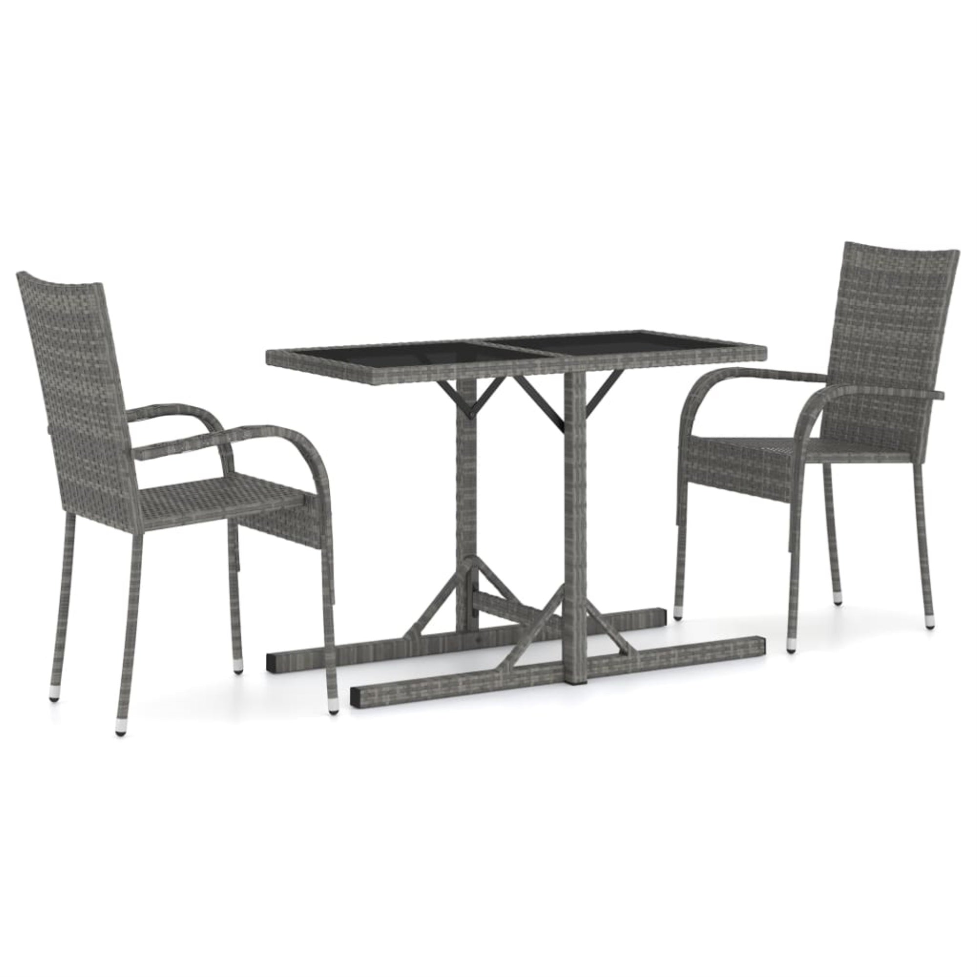 Vidaxl 3 Piece Garden Dining Set Gray