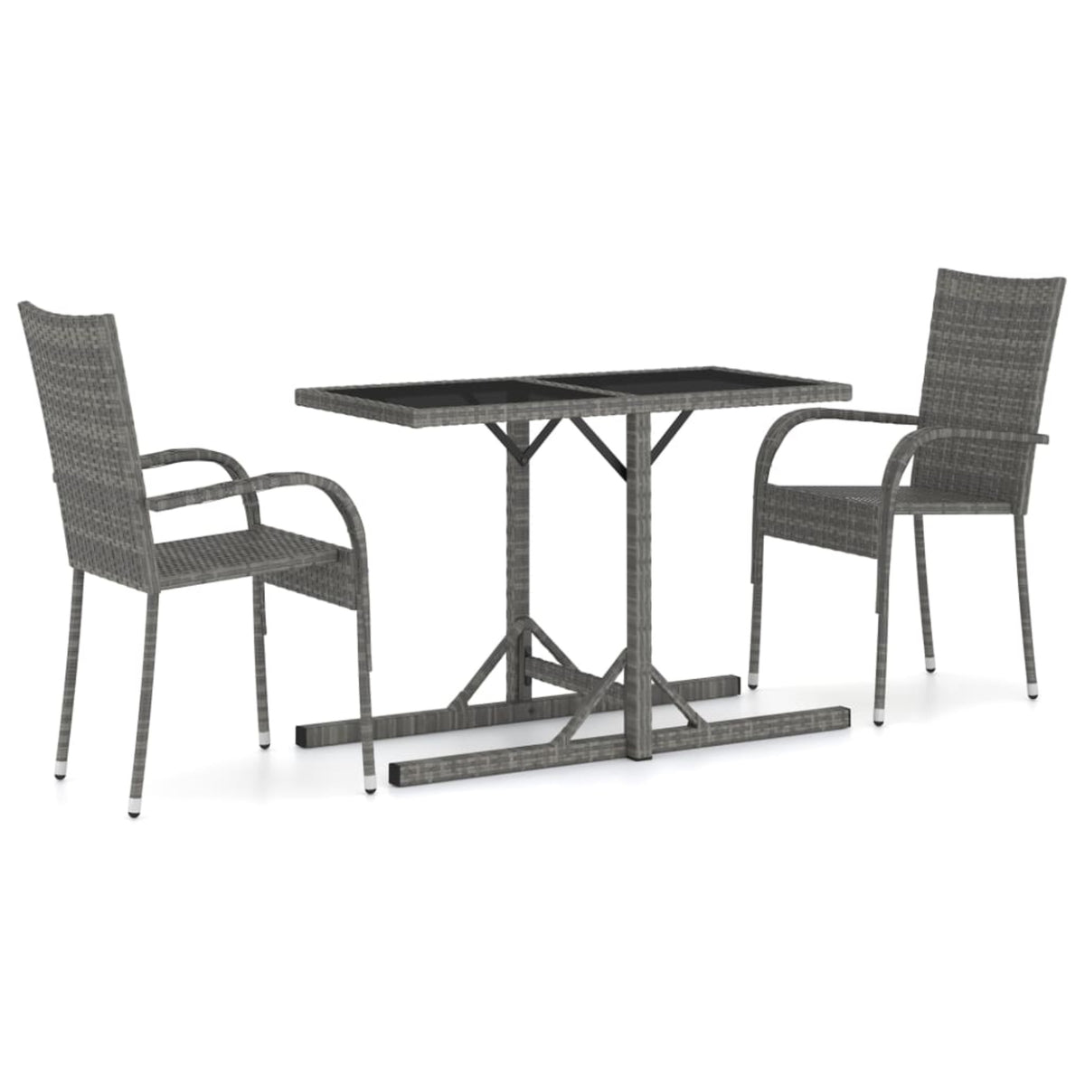 Vidaxl 3 Piece Garden Dining Set Gray