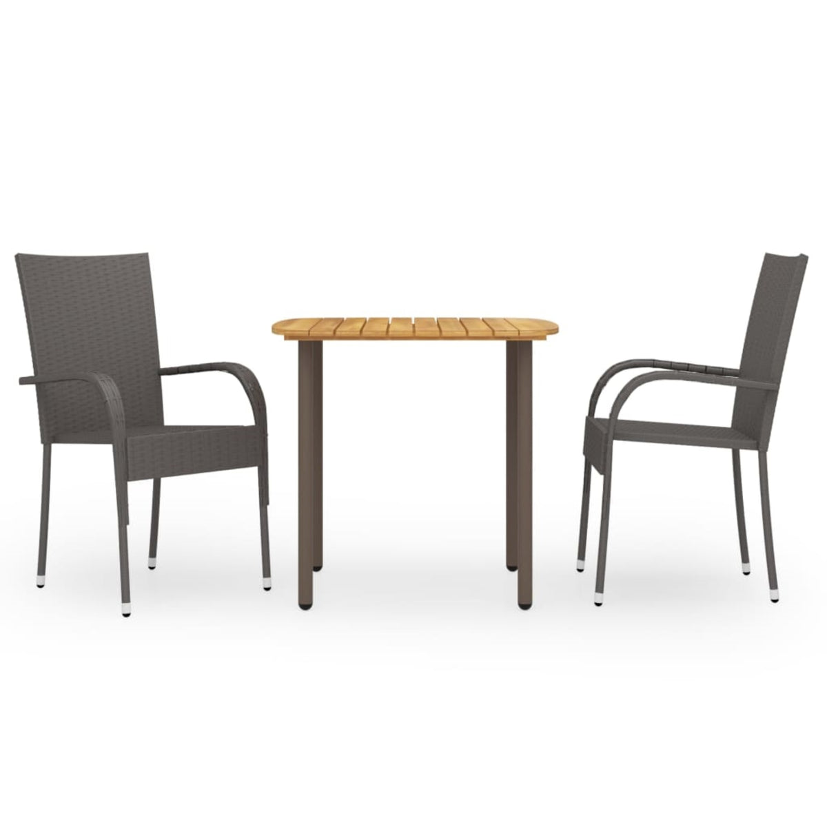 Vidaxl 3 Piece Garden Dining Set Poly Rattan Brown