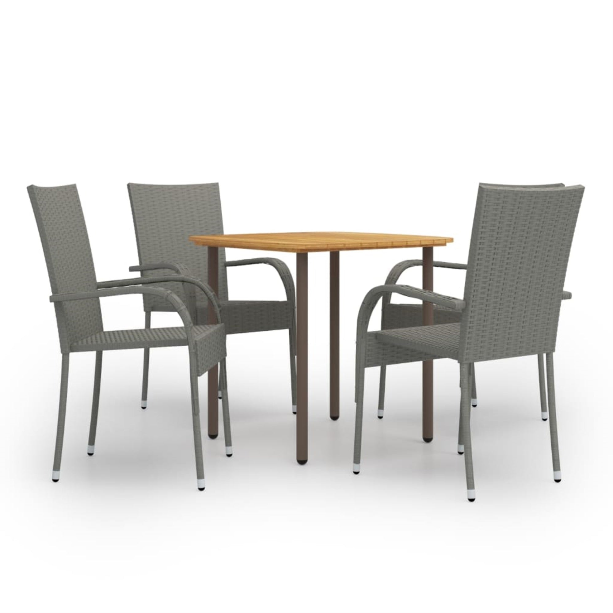 Vidaxl 5 Piece Garden Dining Set Poly Rattan Gray