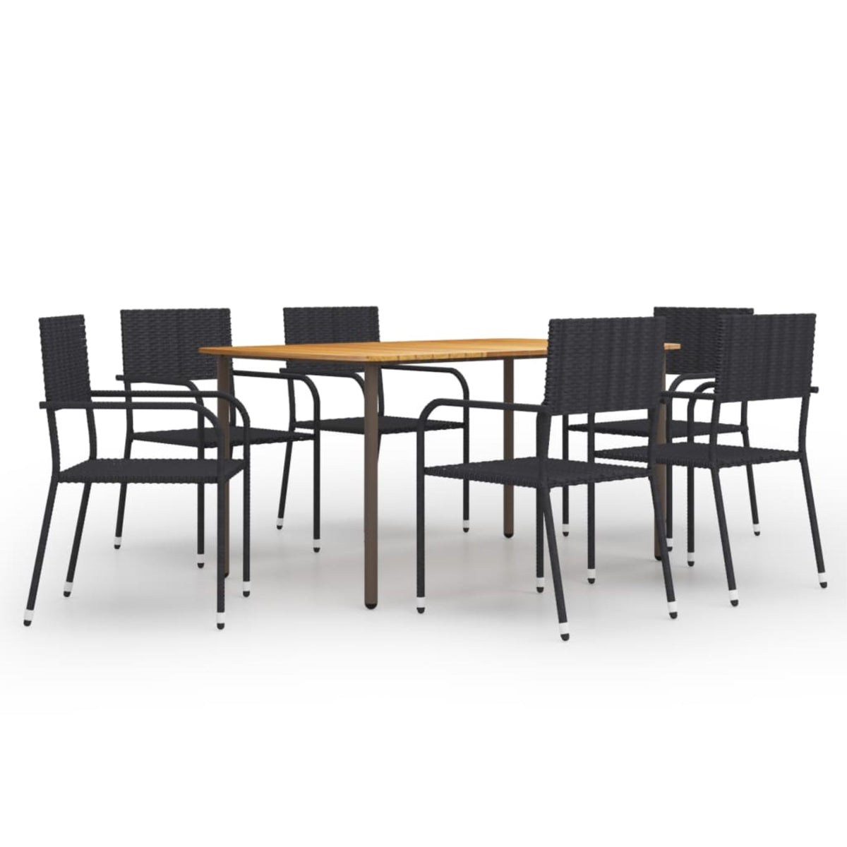 Vidaxl 7 Piece Patio Dining Set Poly Rattan Black