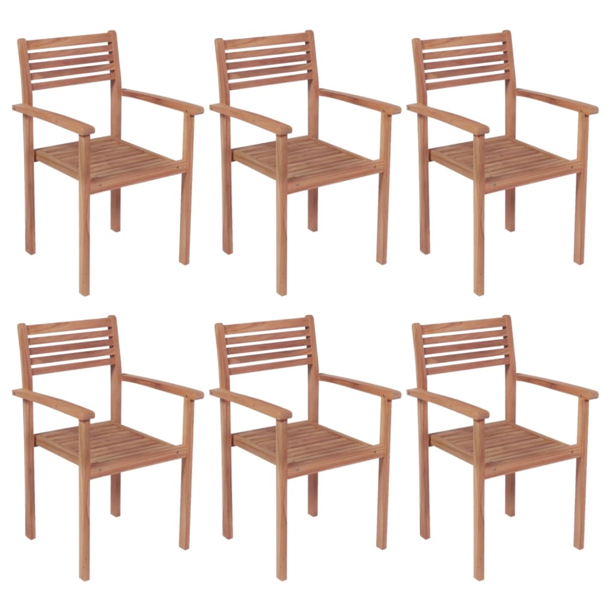 Vidaxl Stackable Garden Chairs 6 Pcs Solid Teak Wood