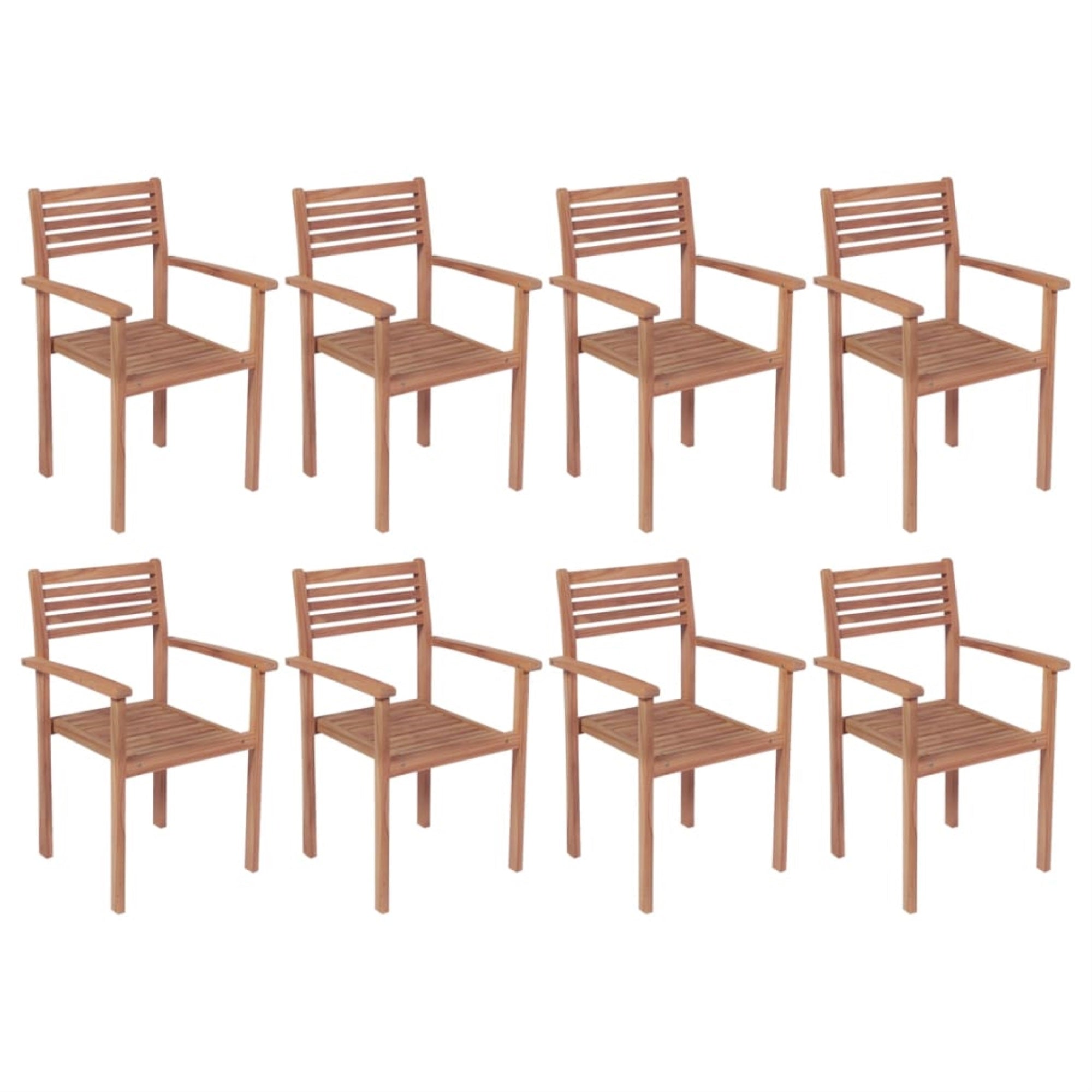 Vidaxl Stackable Garden Chairs 8 Pcs Solid Teak Wood