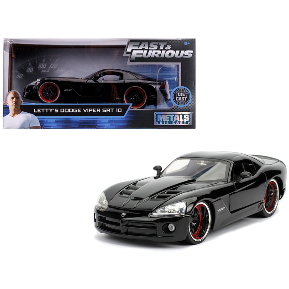 Letty'S Dodge Viper Srt 10 Black 'Fast & Furious' Movie 1/24 Diecast Model Car By Jada