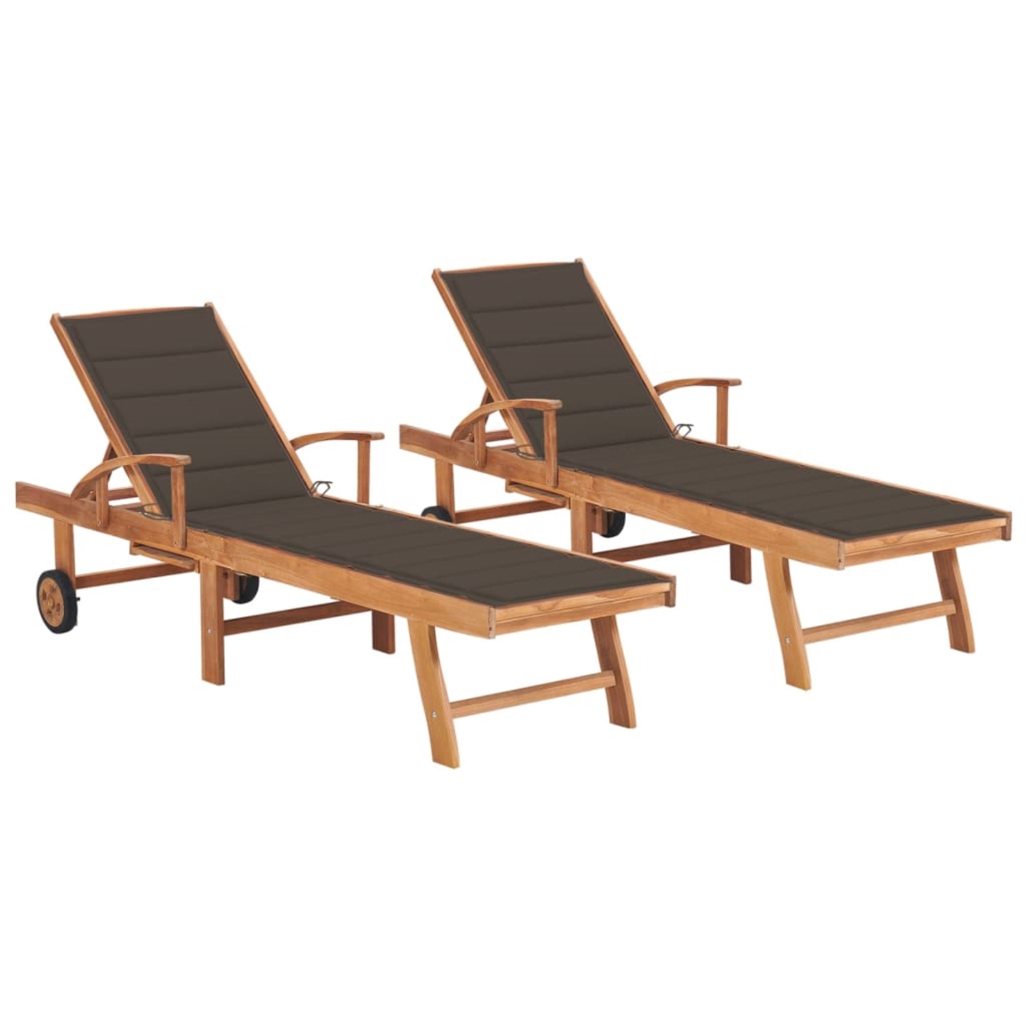 Vidaxl Sun Loungers 2 Pcs With Taupe Cushion Solid Teak Wood