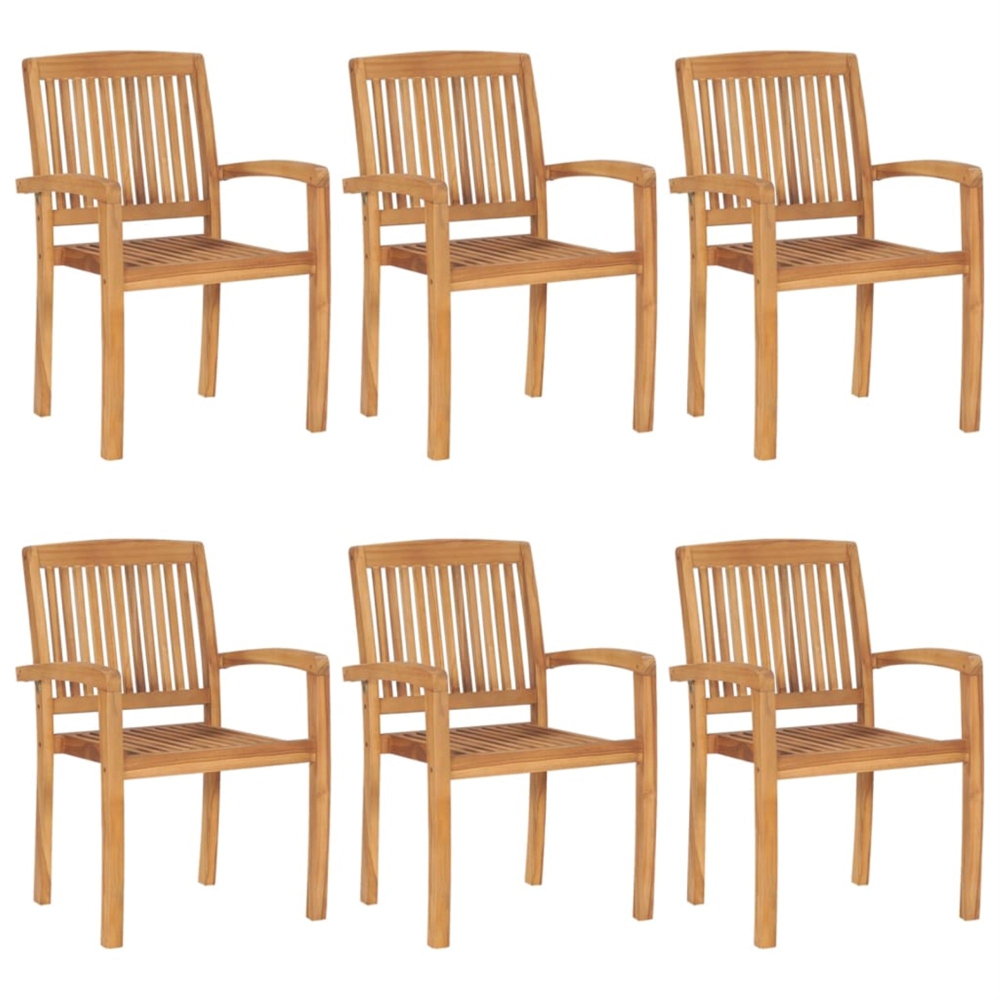 Vidaxl Stacking Garden Chairs 6 Pcs Solid Teak Wood