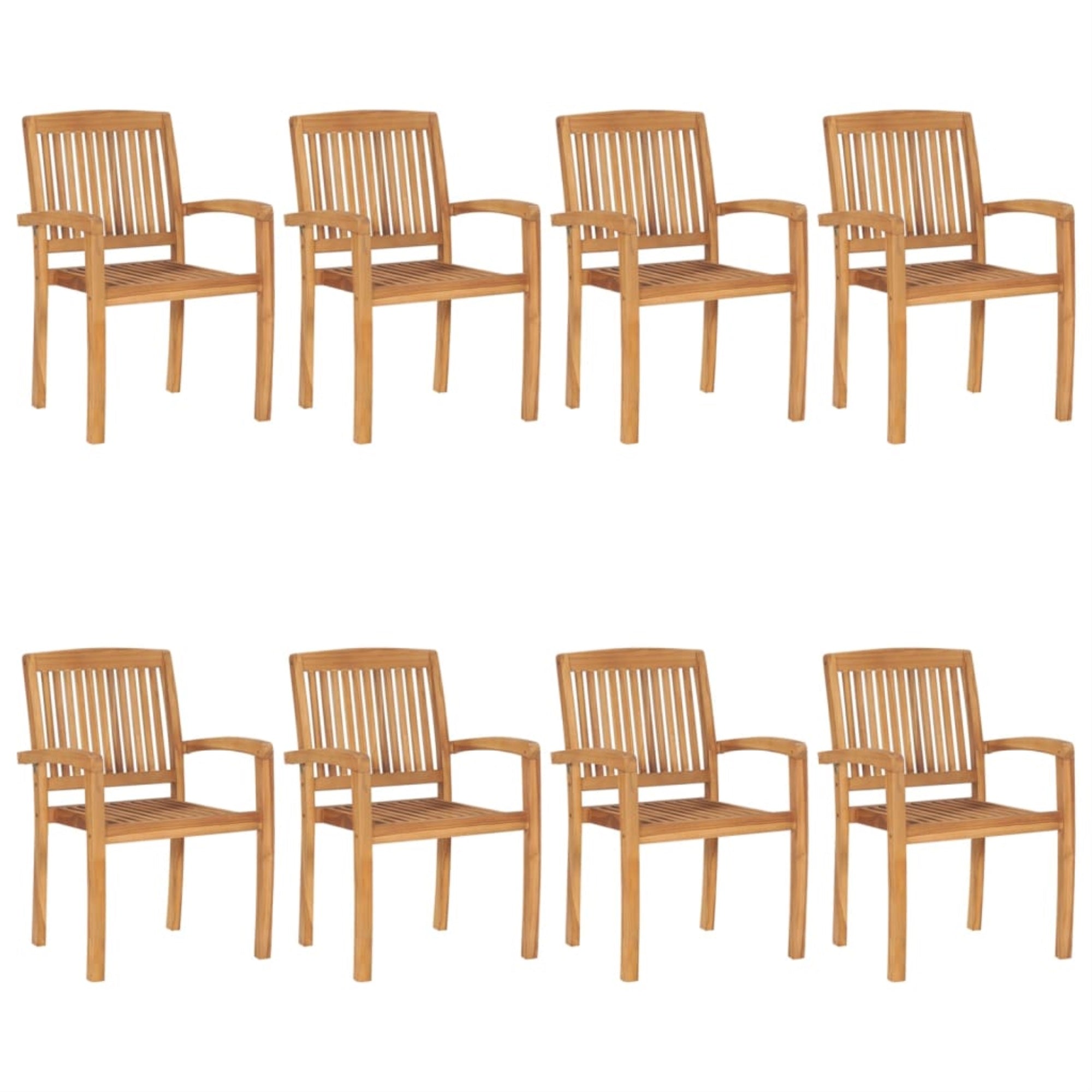 Vidaxl Stacking Garden Chairs 8 Pcs Solid Teak Wood
