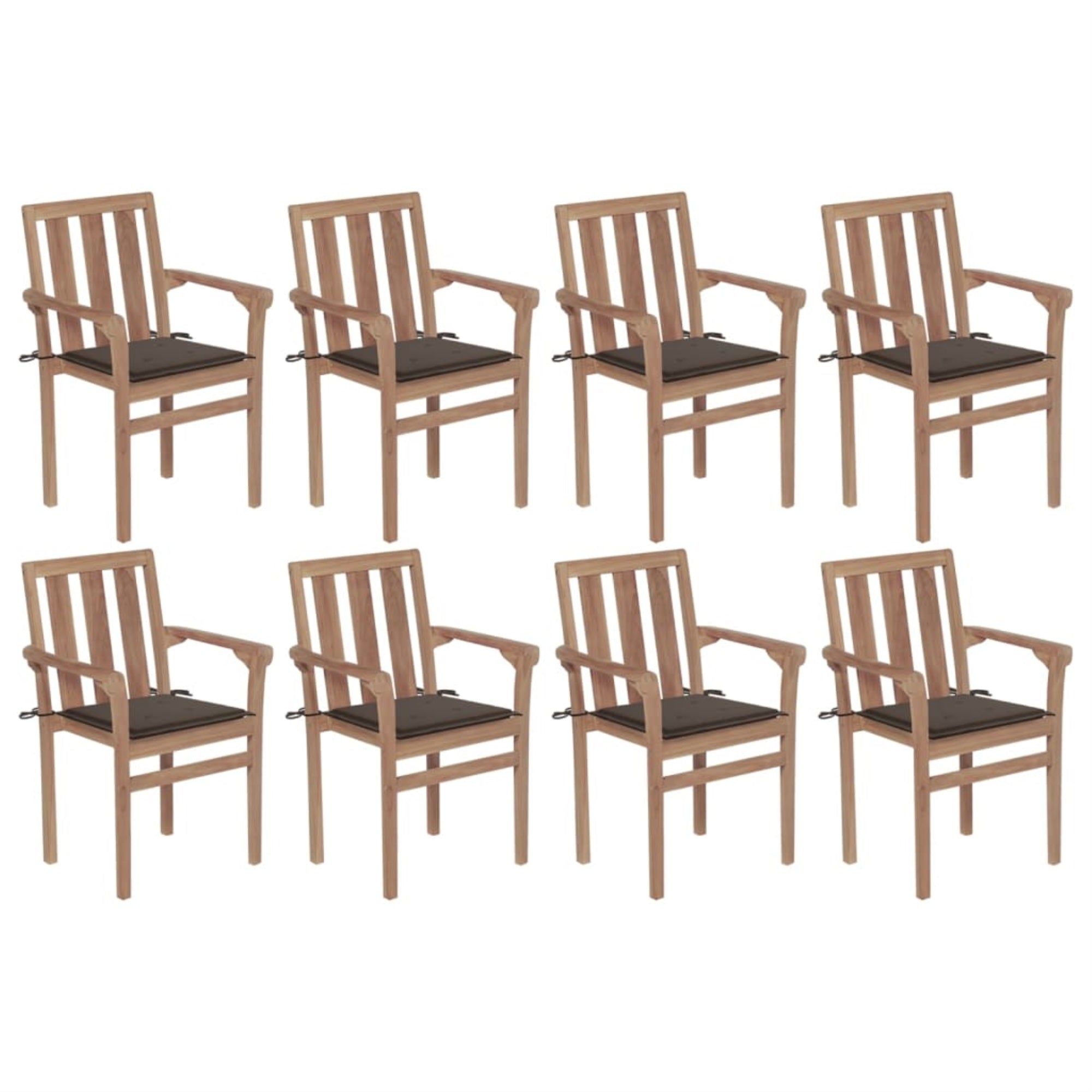Vidaxl Stackable Garden Chairs With Cushions 8 Pcs Solid Teak Wood