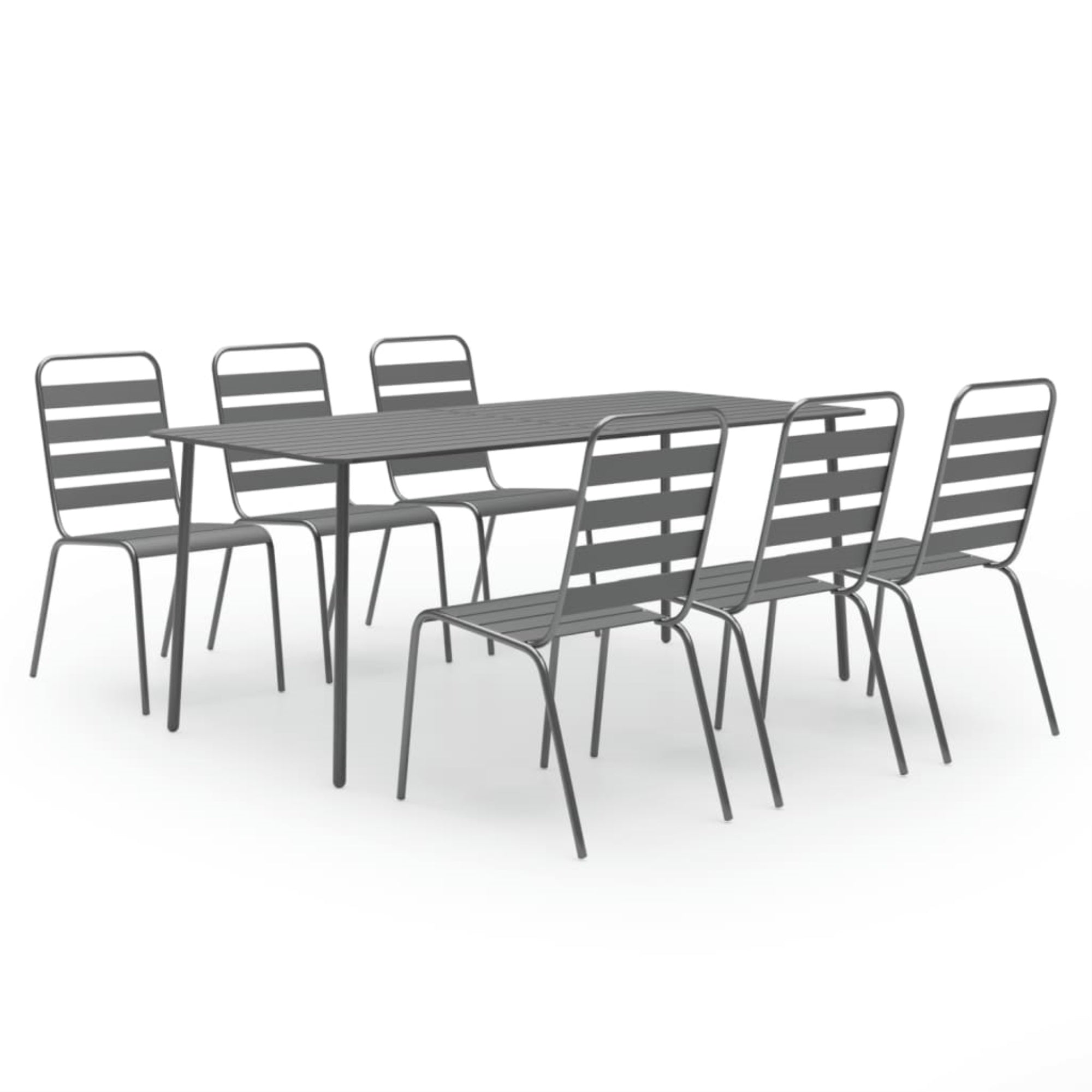 Vidaxl 7 Piece Garden Dining Set Steel Dark Gray