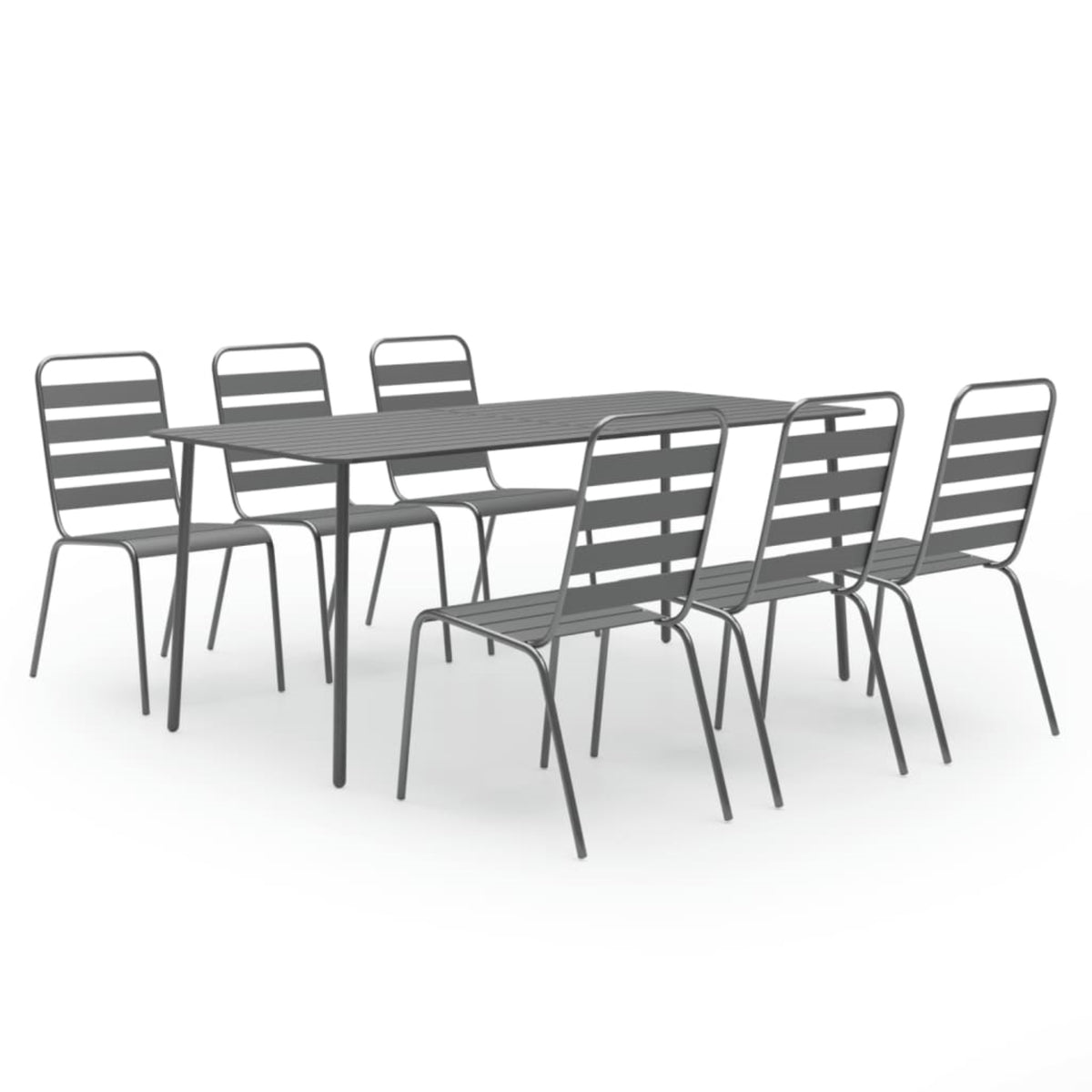 Vidaxl 7 Piece Garden Dining Set Steel Dark Gray