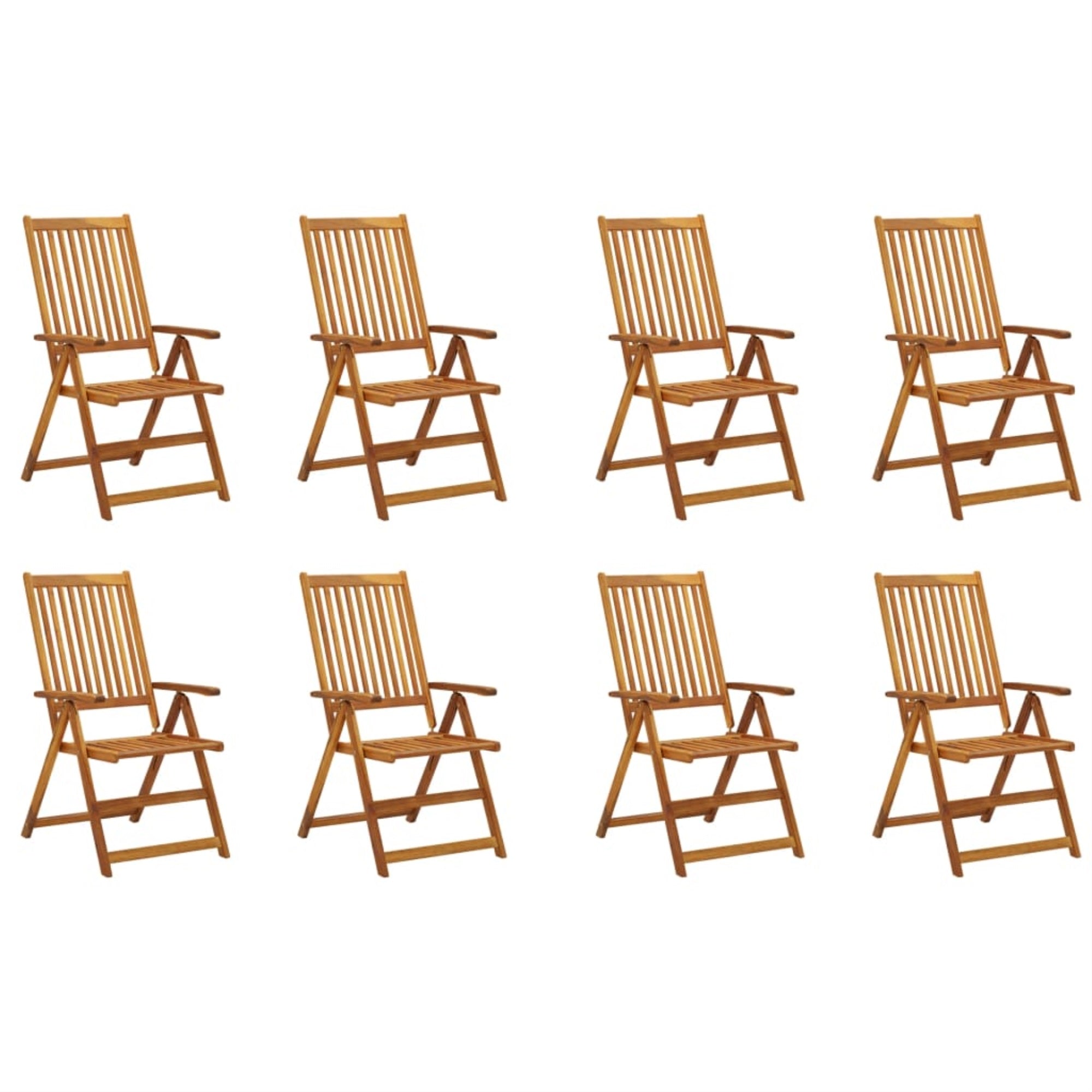 Vidaxl Folding Patio Chairs 8 Pcs Solid Acacia Wood